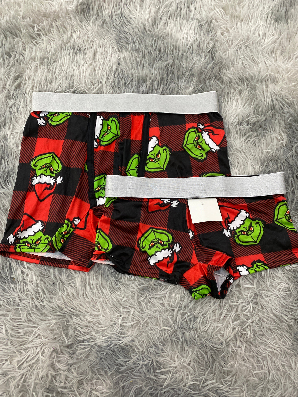Grinch Red Plaid Matching Boxers
