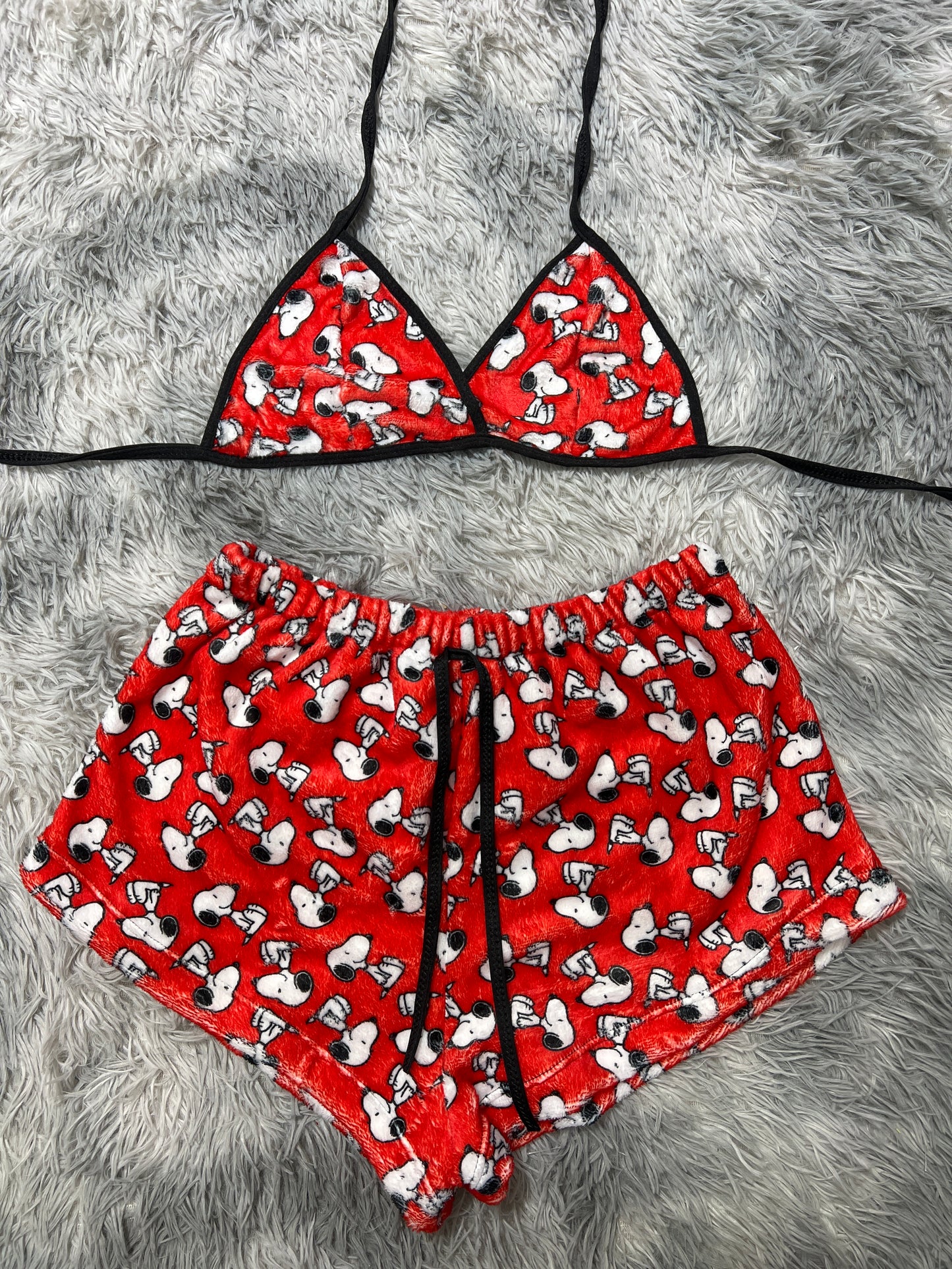 Shorts Pajama Set snoopy red