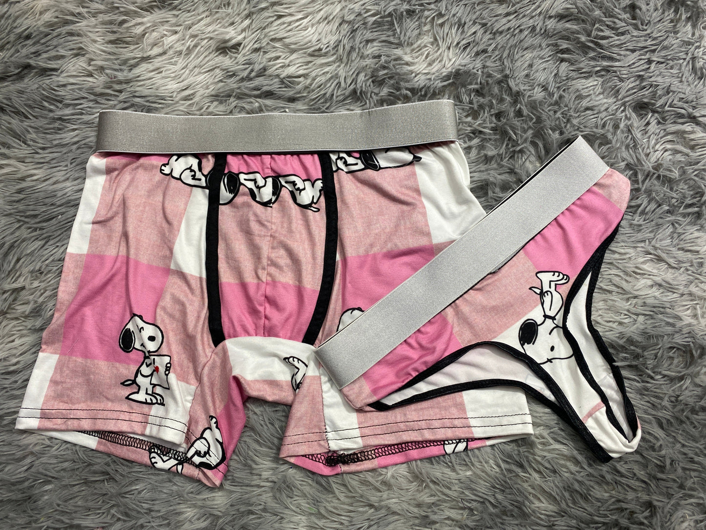 Snoopy Plaid Pink Duo One-size Thong - Fundies