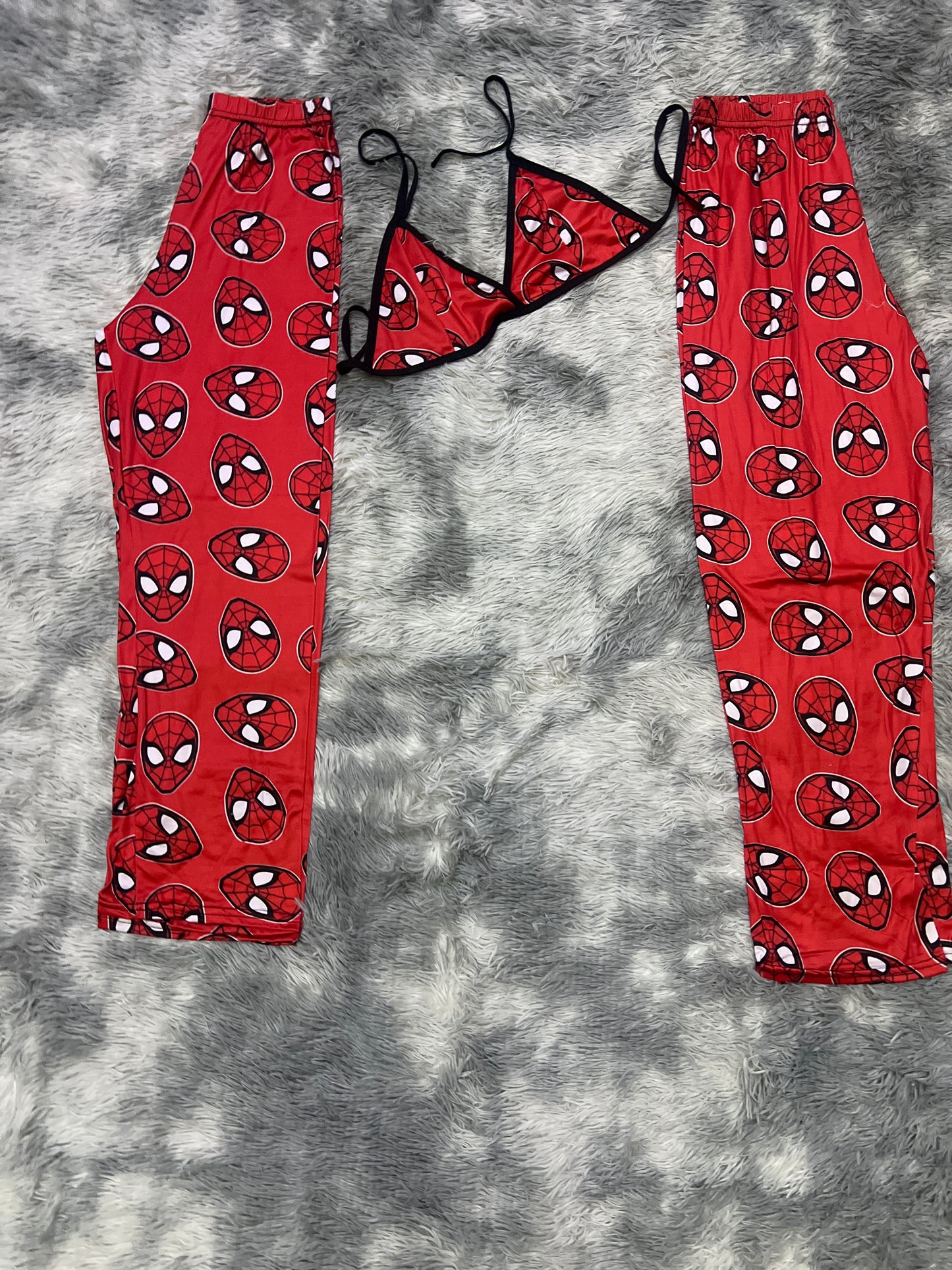 Spider-man face red background Plush pajama duo