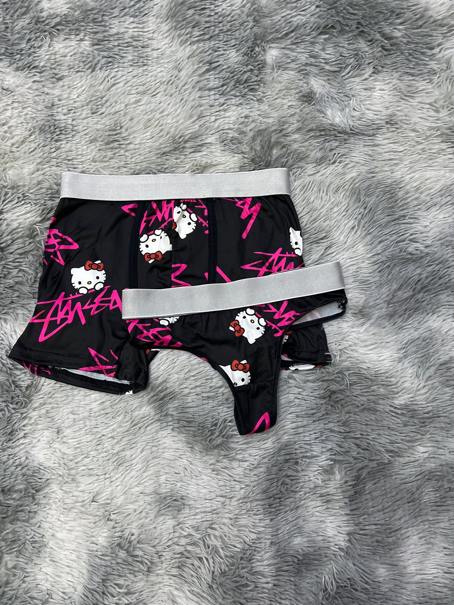 Hello kitty black stussy couples matching underwear