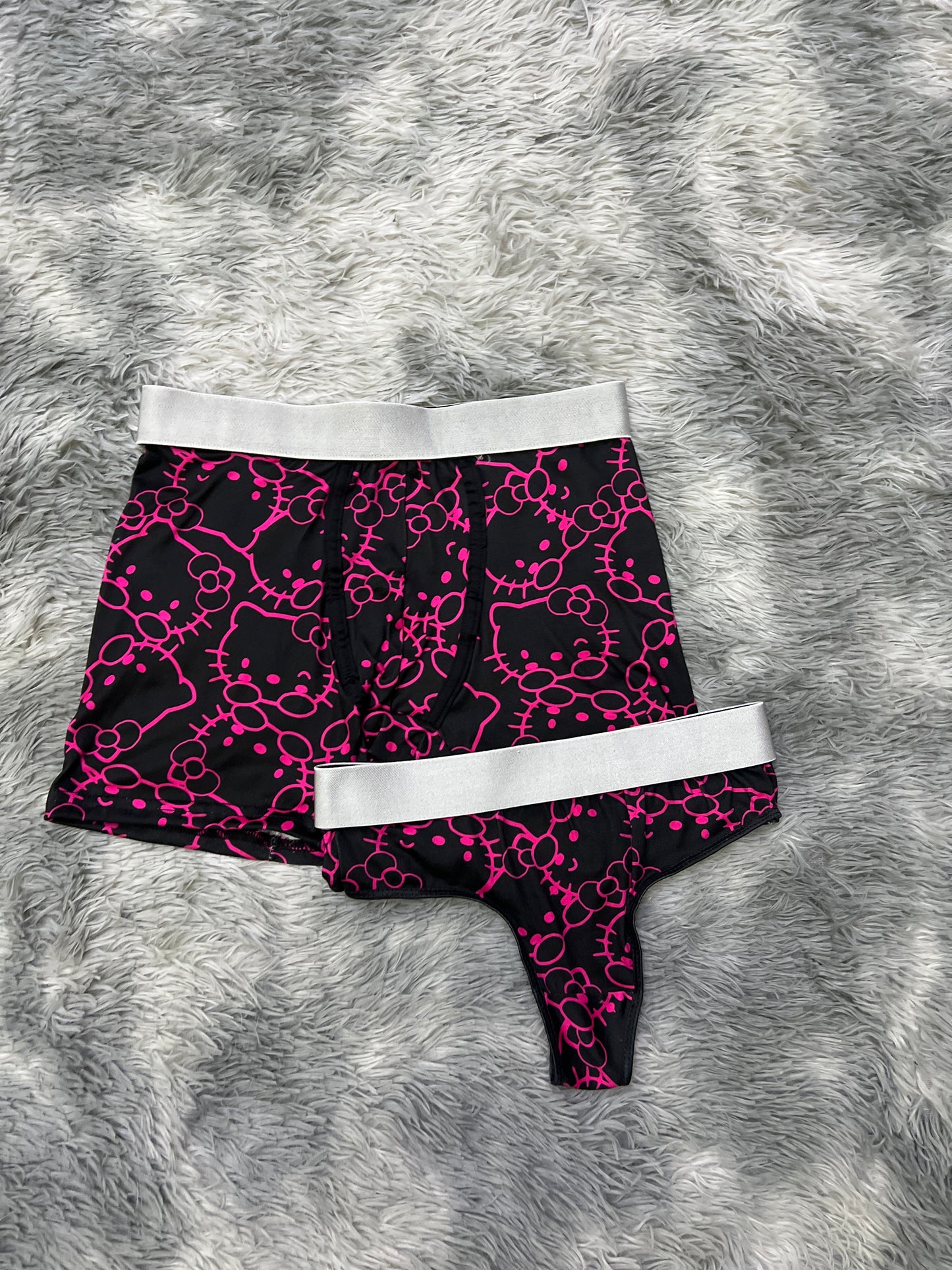 Kitty faces background black matching underwear