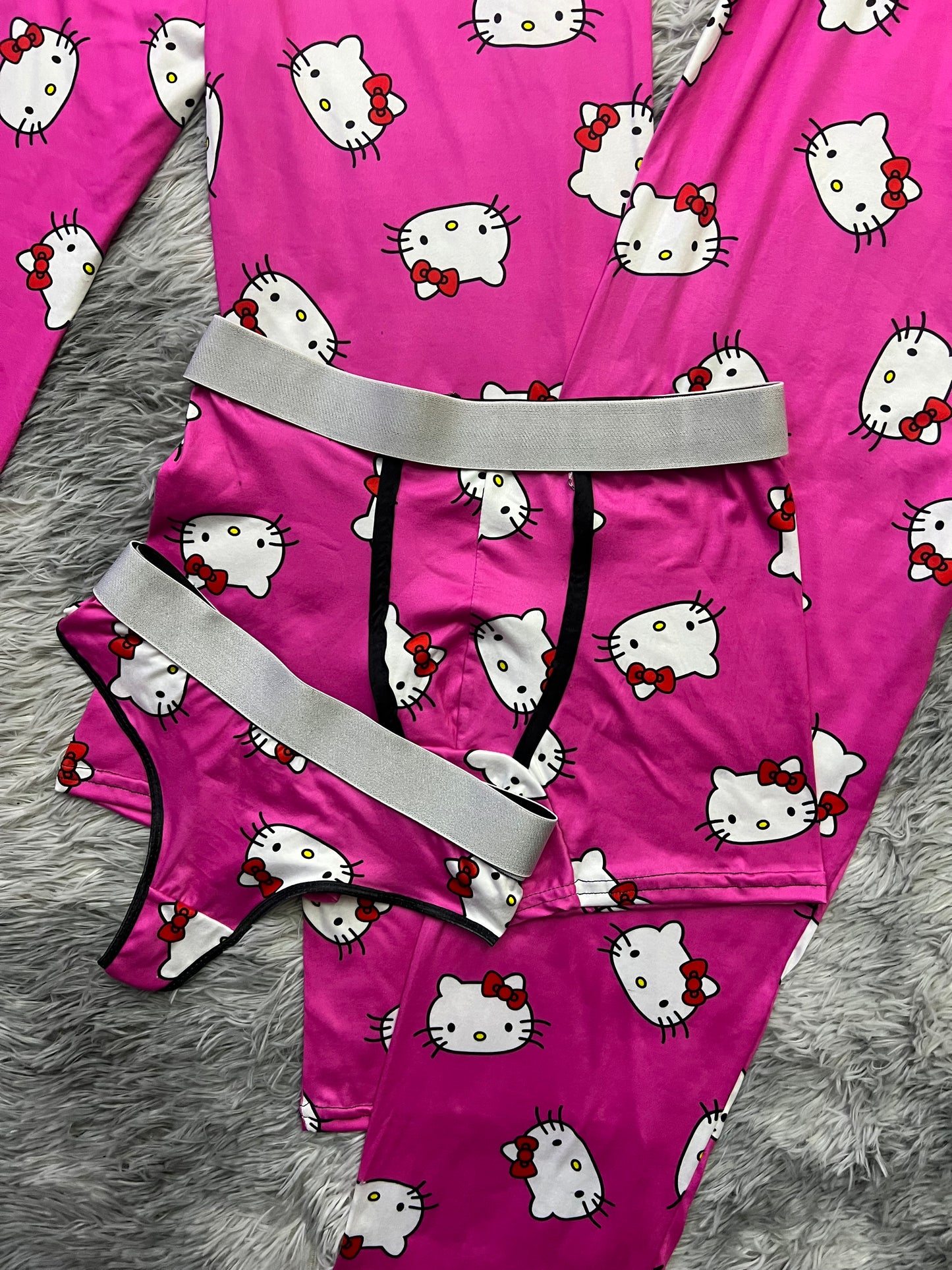 Kitty faces pink background boxer/thong 5 pcs pajama duo