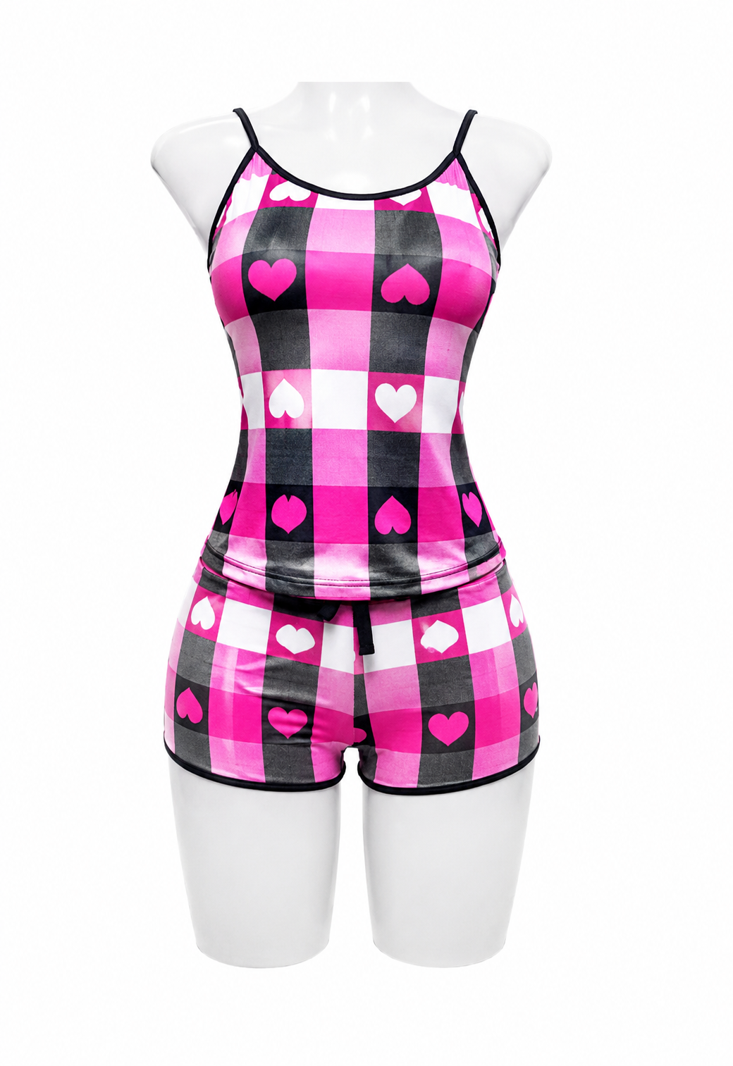 Hearts And Plaid Women's Pajama Set