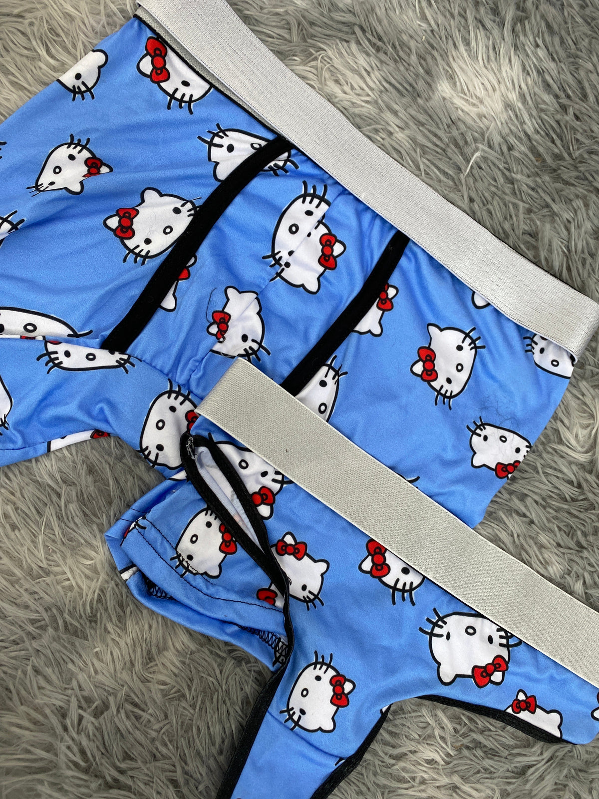 Hello Kitty Faces Background Blue Duo With Thong