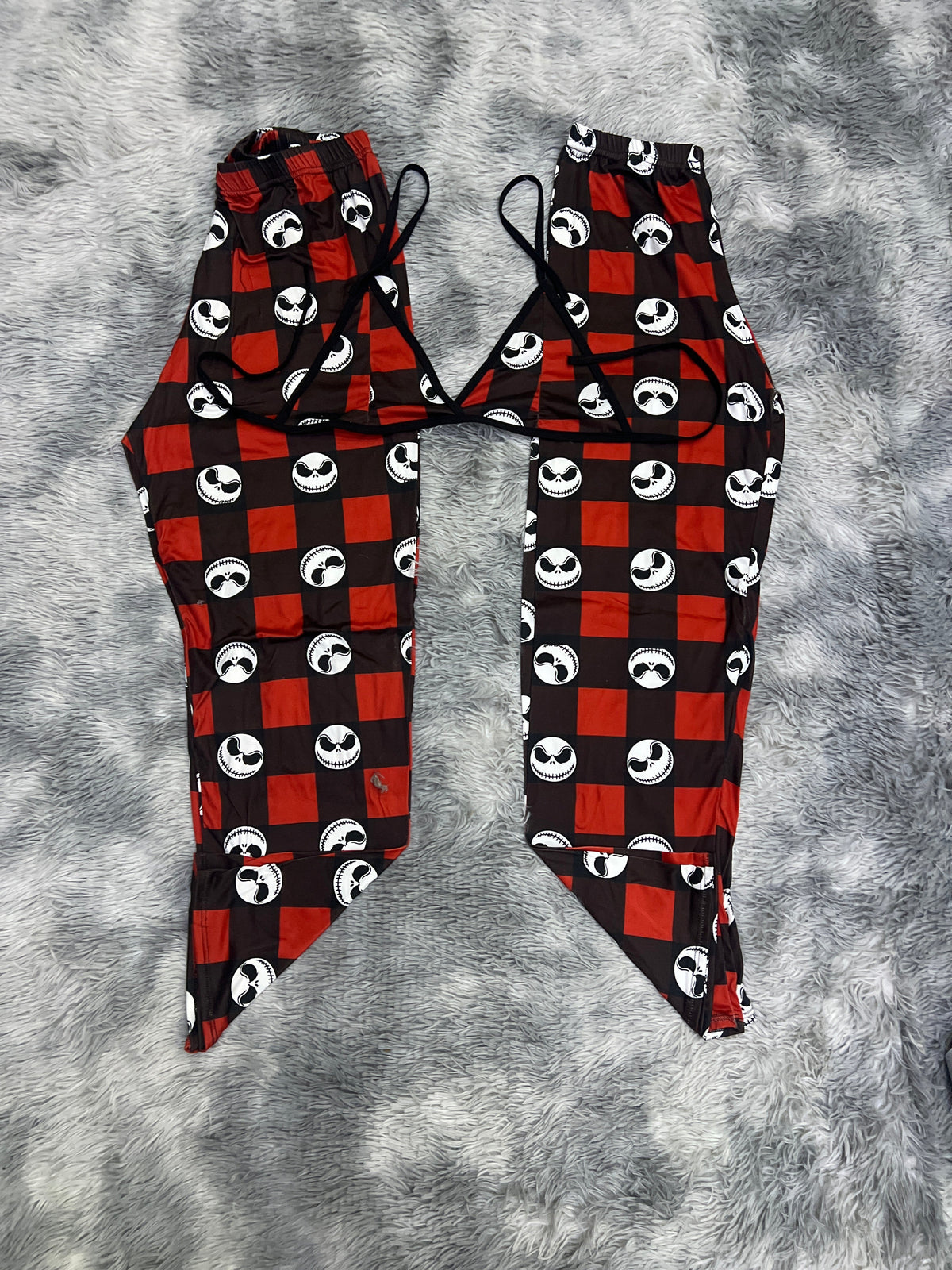 Jack Plaid Red & Black Matching Plush PJs