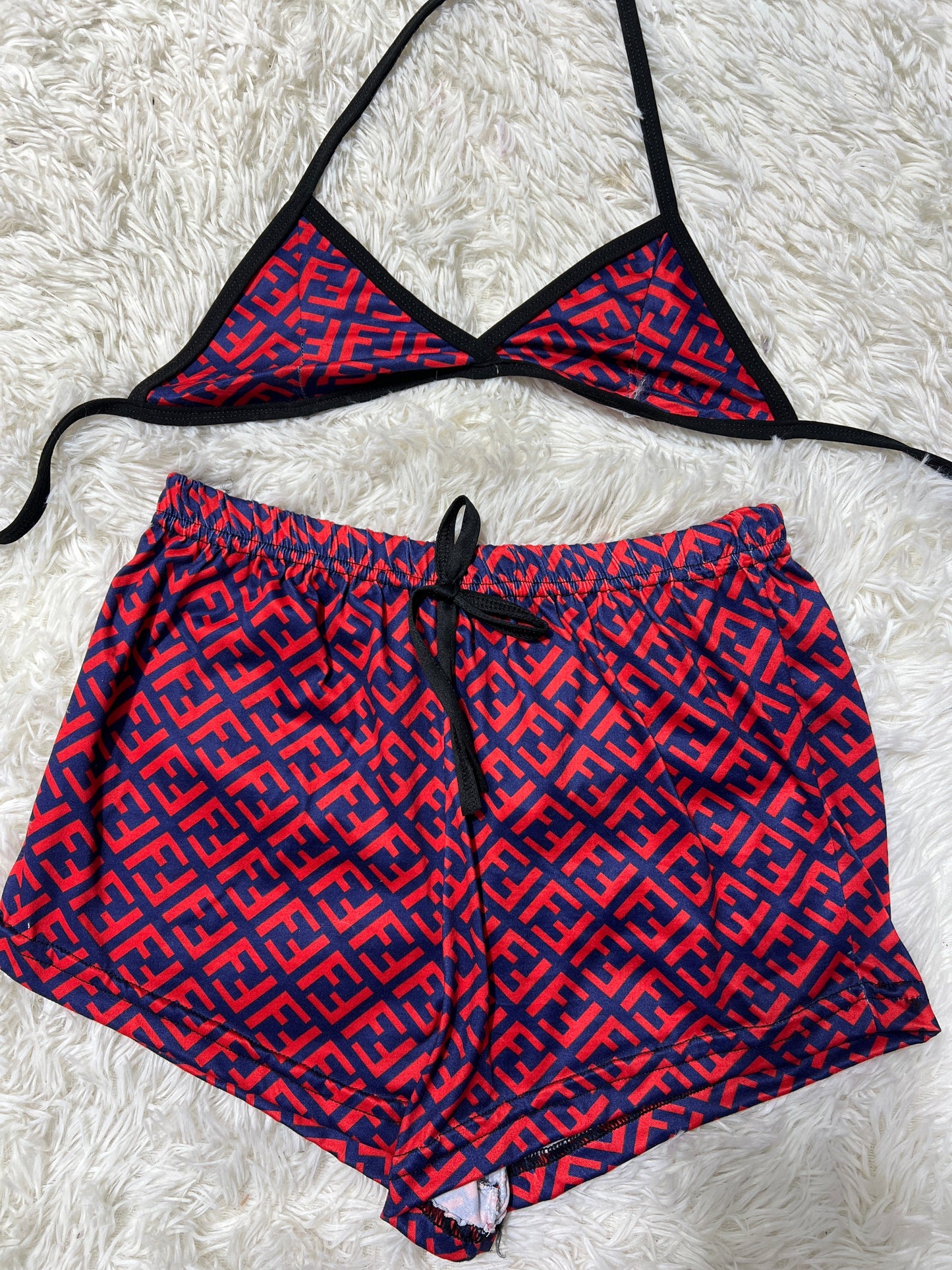 Red And Blue Brush Matching Top & Short - Fundies