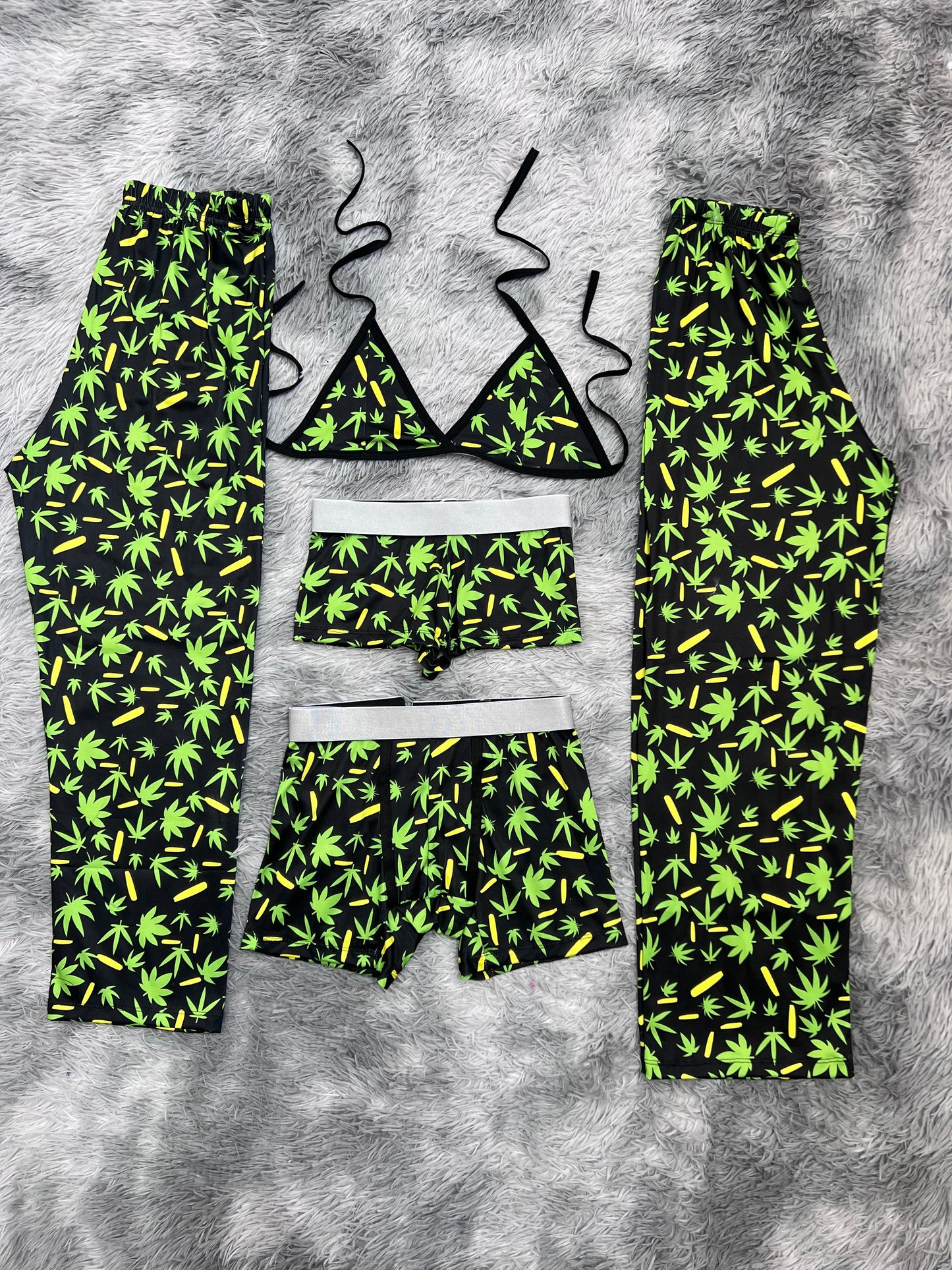 Grass And Churro Background Black 5 Piece PJ - Fundies