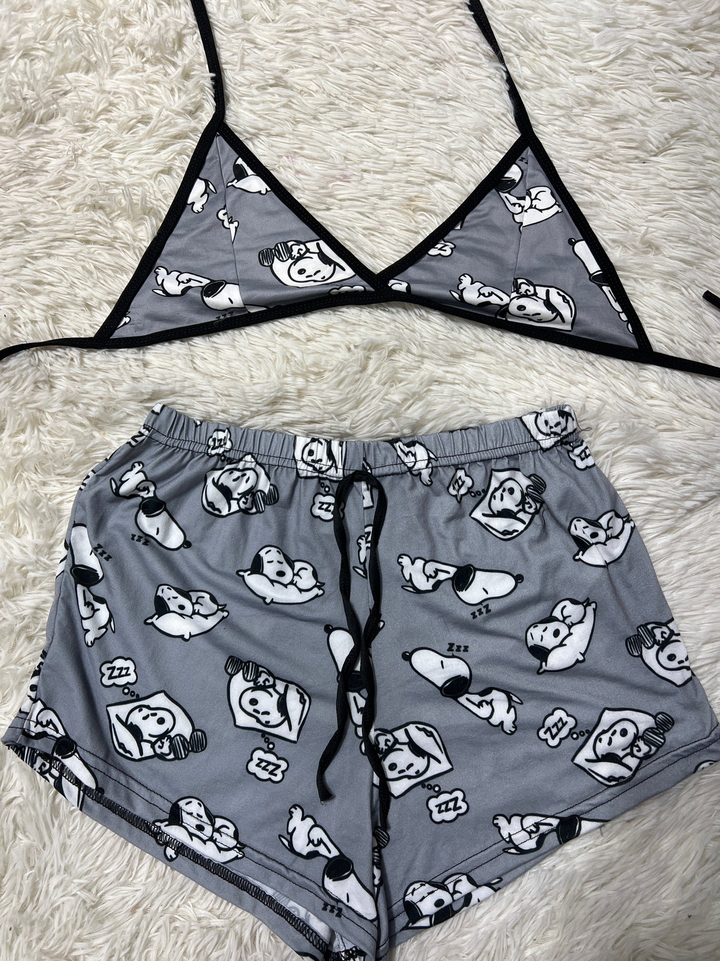 Snoopy Gray Brush Matching Top & Short - Fundies