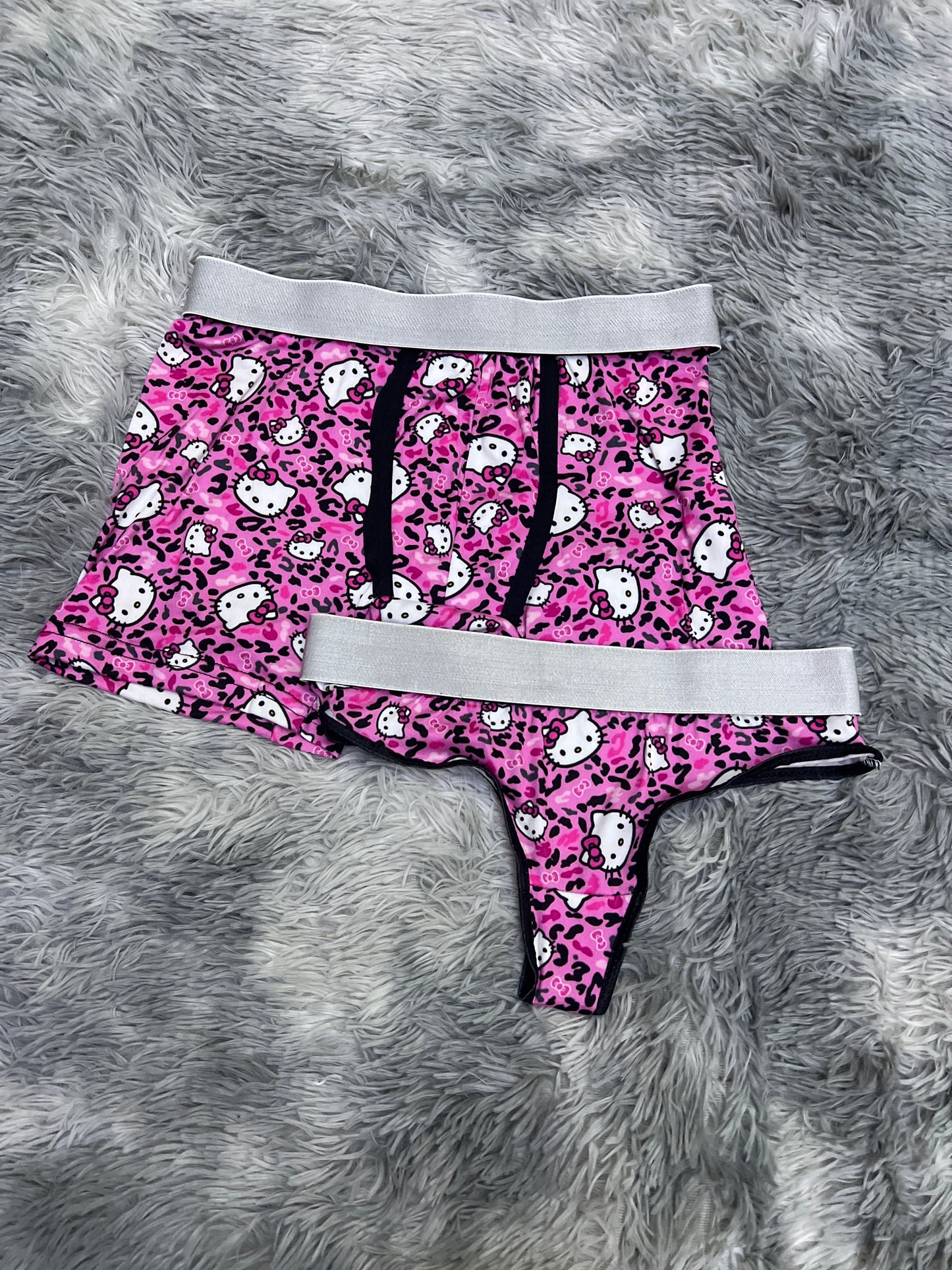 Kitty Animal Print Black Duo With Thong - Fundies