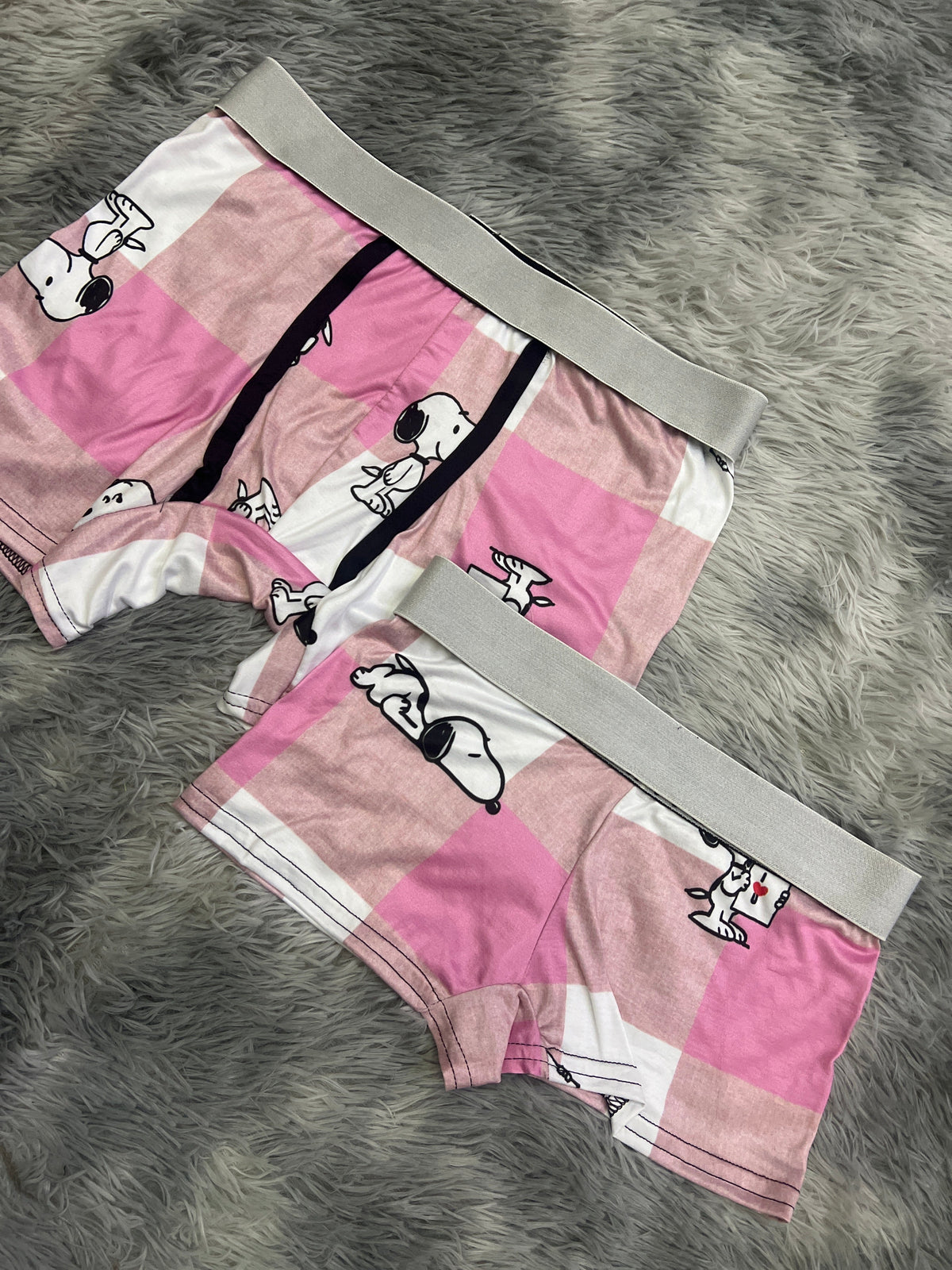 Snoopy A Plaid Pink Matching Boxers