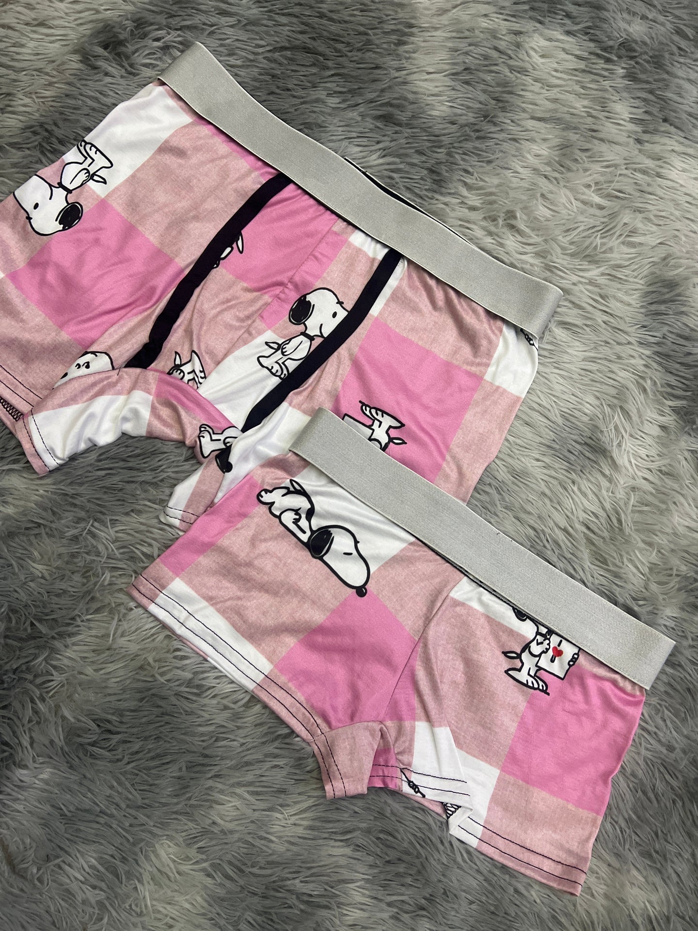 Snoopy A Plaid Pink Matching Boxers - Fundies