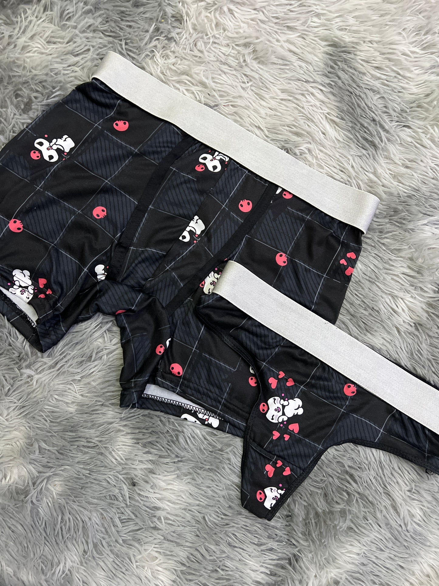 Conjunto a juego de ropa interior Kuromi negra para parejas