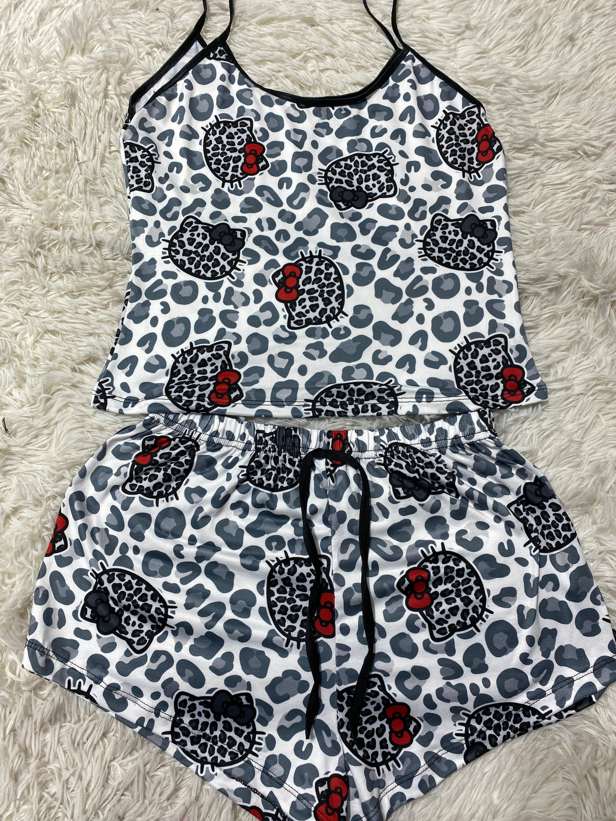 Kitty Animal Print Gray Women's Pajama Set
