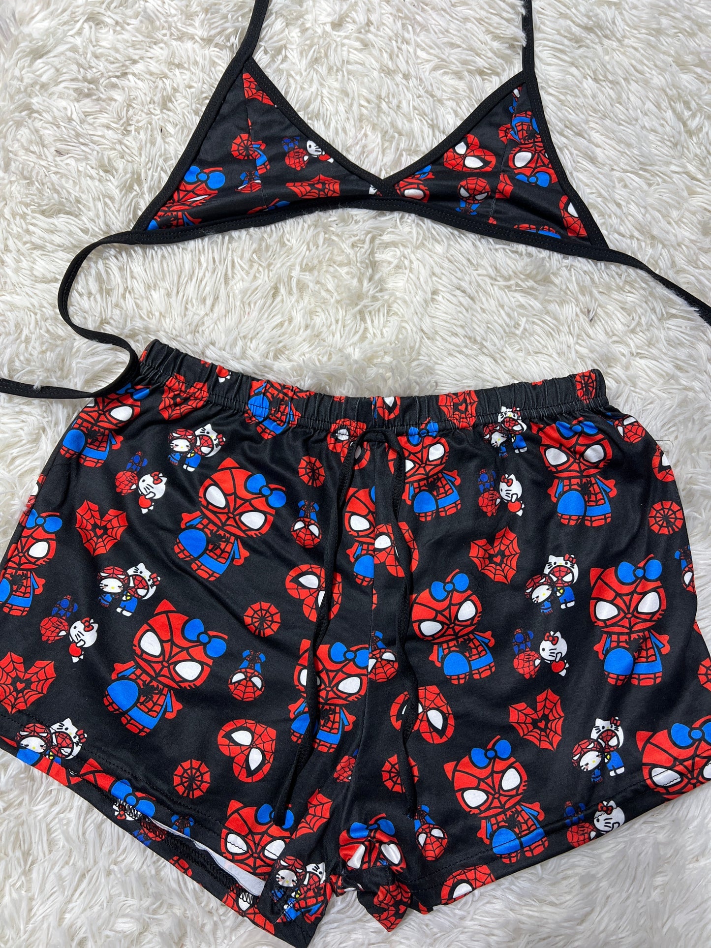 SpiderKitty Black Brush Matching Top & Short - Fundies