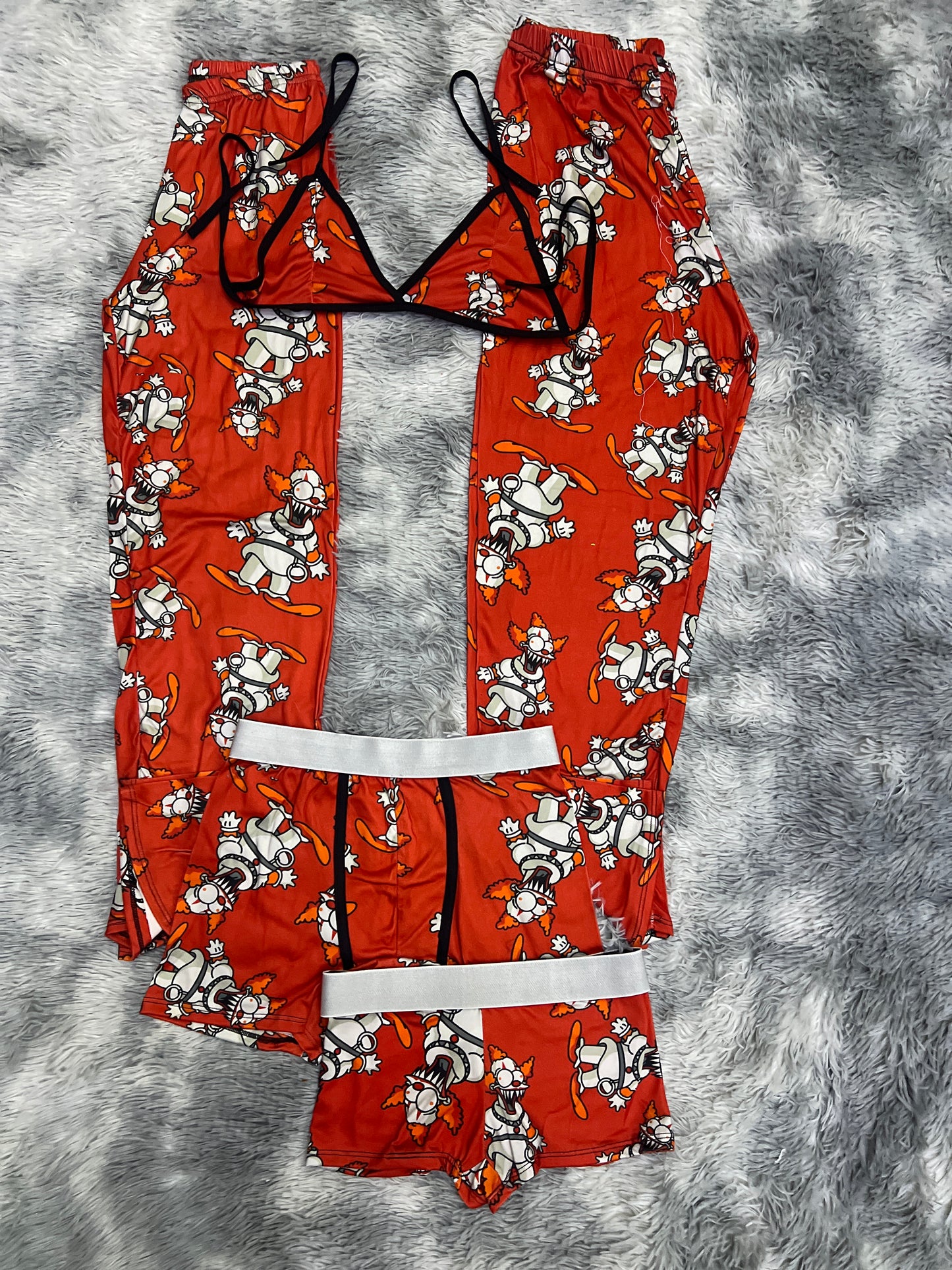 Clown Homer red background Halloween 5 pcs pajama duo halloween