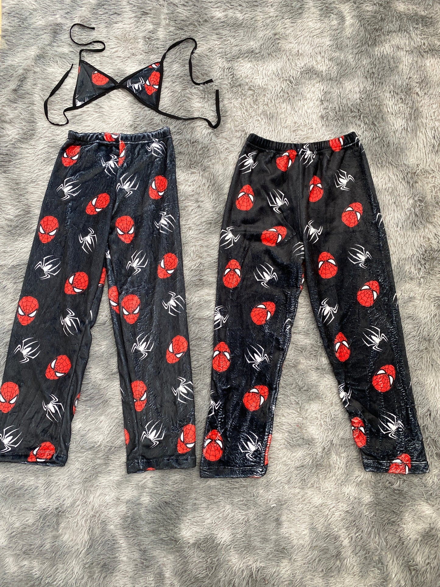 Spider-Man And Spiders Blancas Background Black Matching Plushie PJs - Fundies