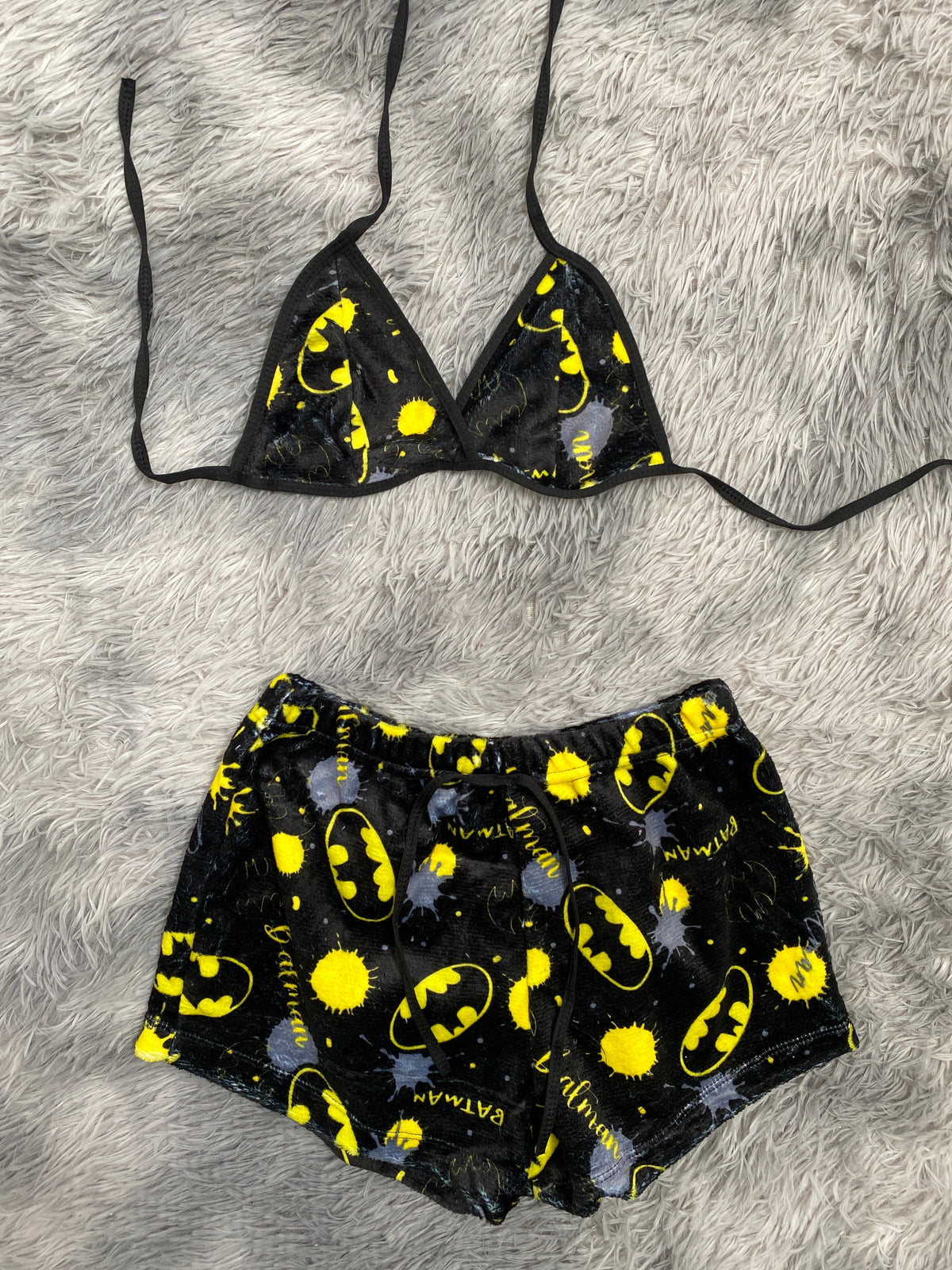 Batman Yellow Spots Plush Top & Shorts Set