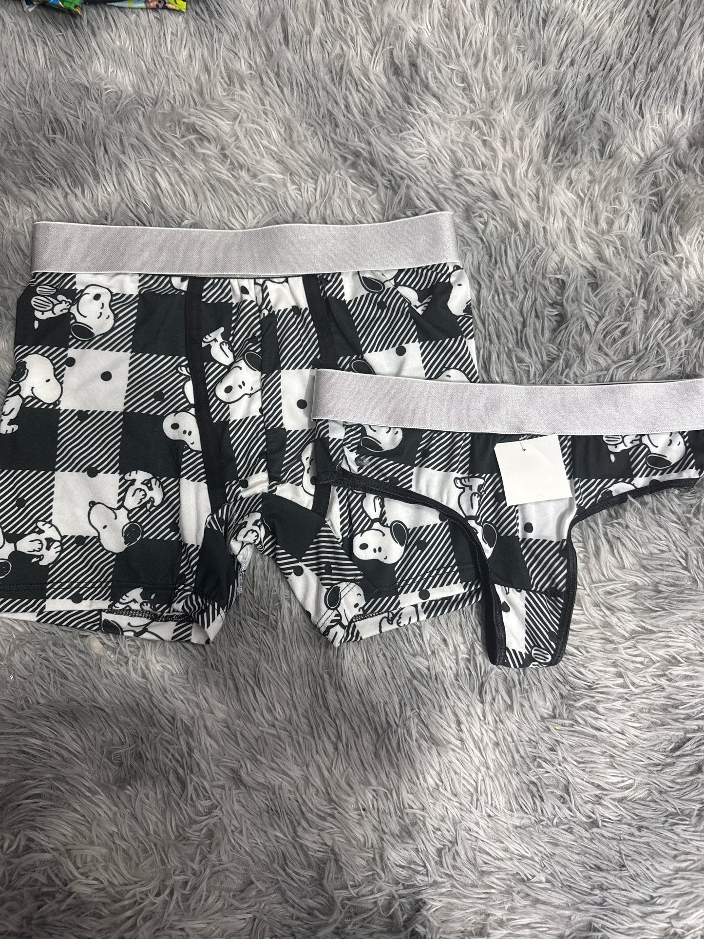 Snoopy Plaid Black Duo One-size With Thong - Fundies