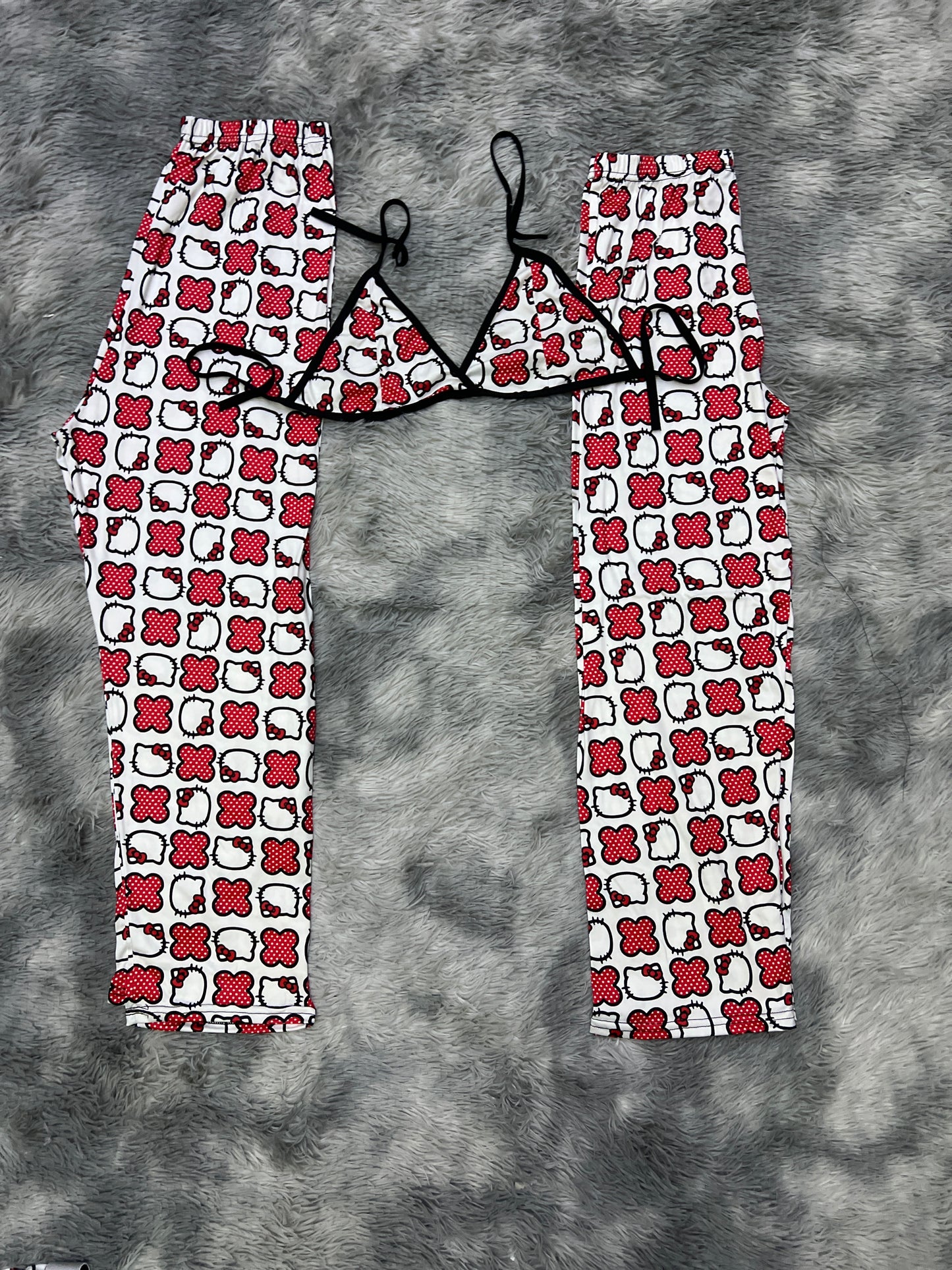 Hello kitty white background Plush pajama duo