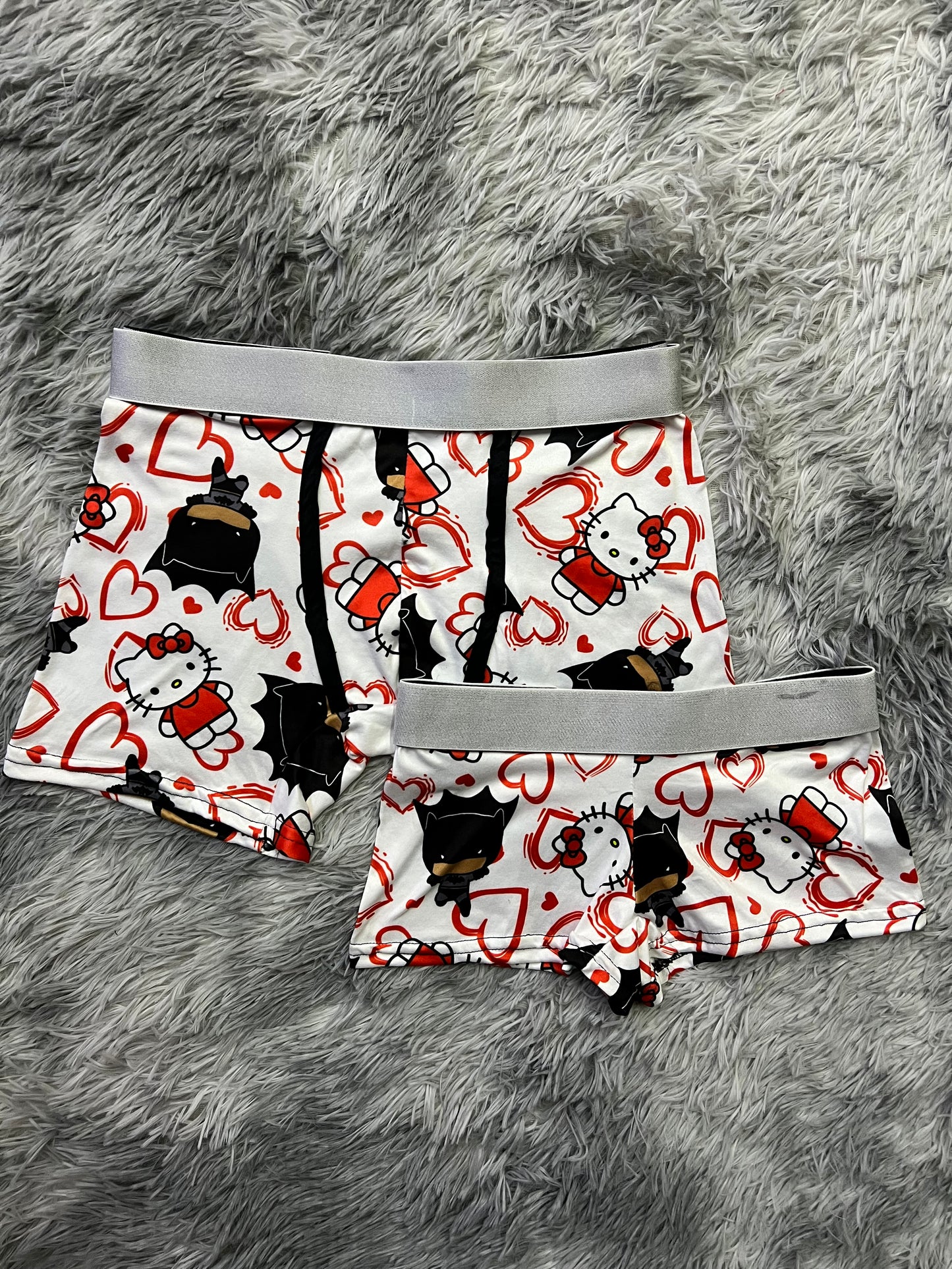 white Kitty Batman Boxer Matching Set Cute Cosplay Lingerie🩲😺