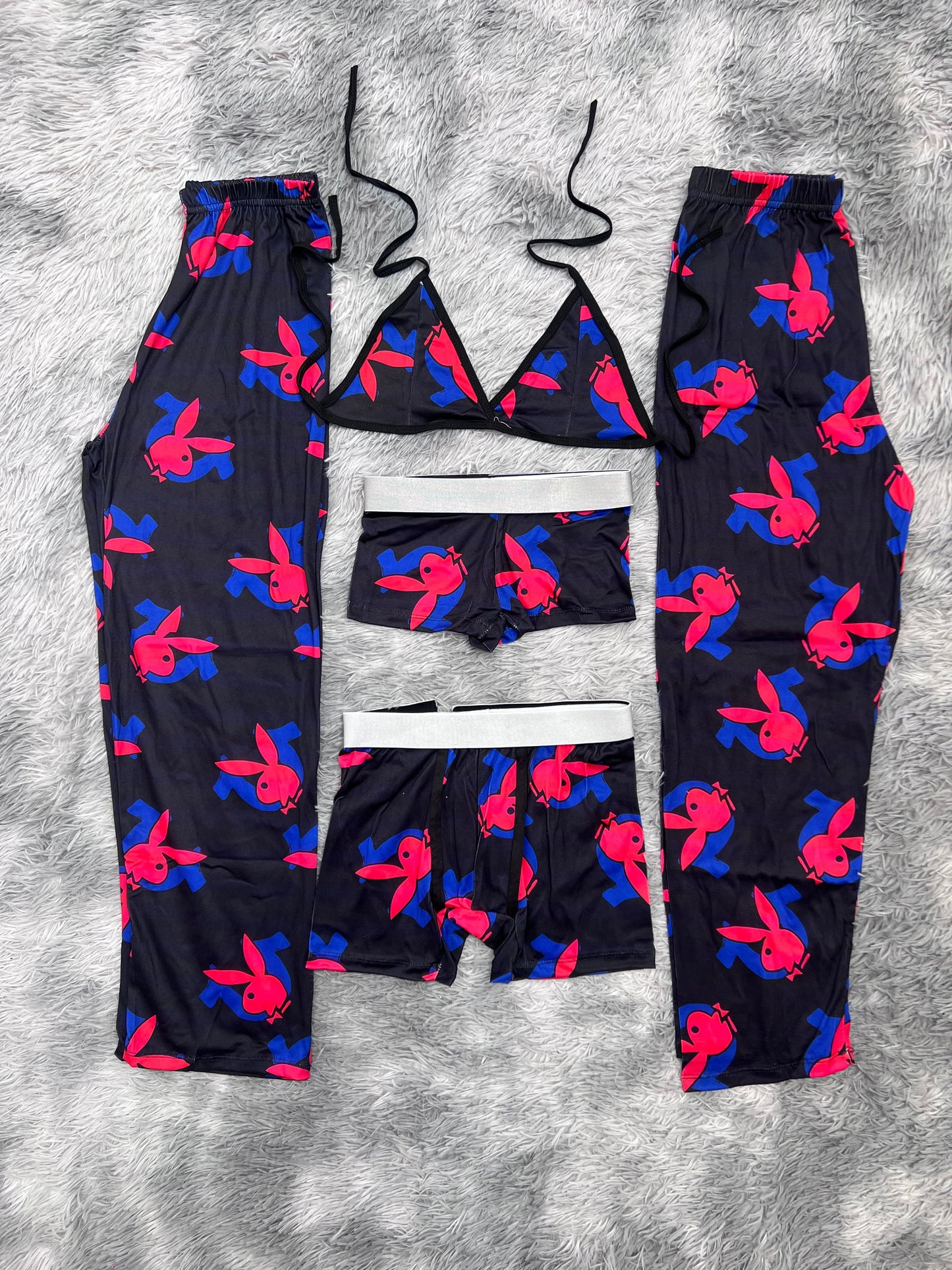Play Boy X True Religion Blue And Red 5 Piece PJ - Fundies