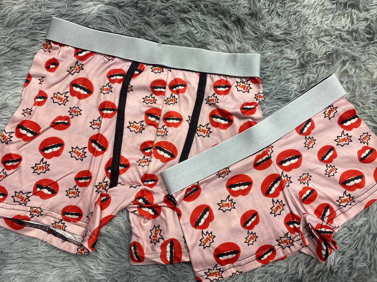 Lips Pink Background Matching Boxers