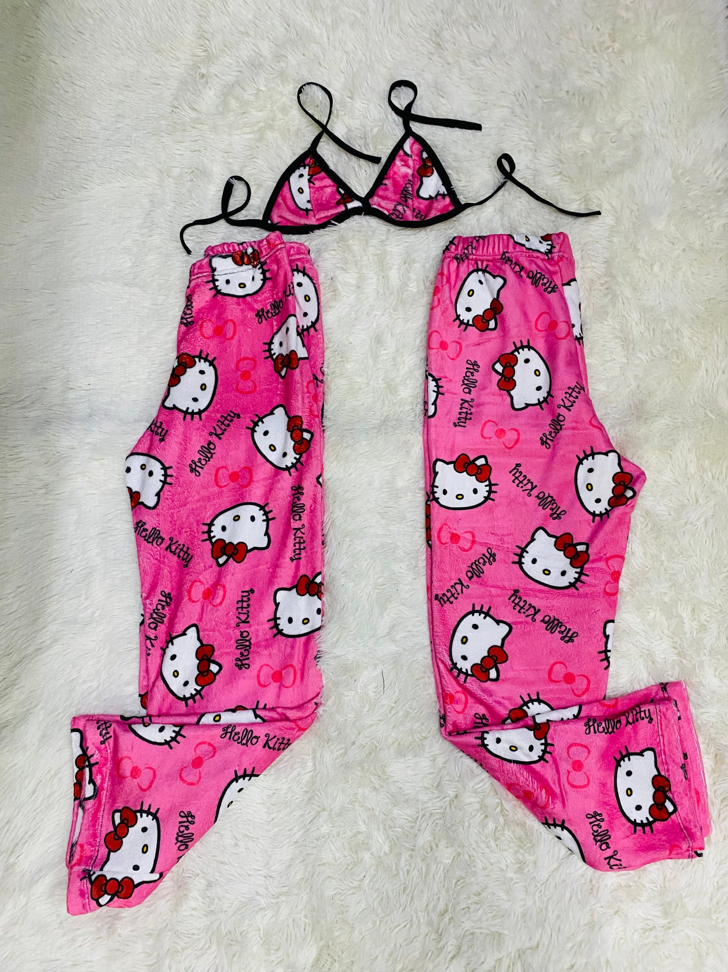 Hello kitty pink plush pajama duo