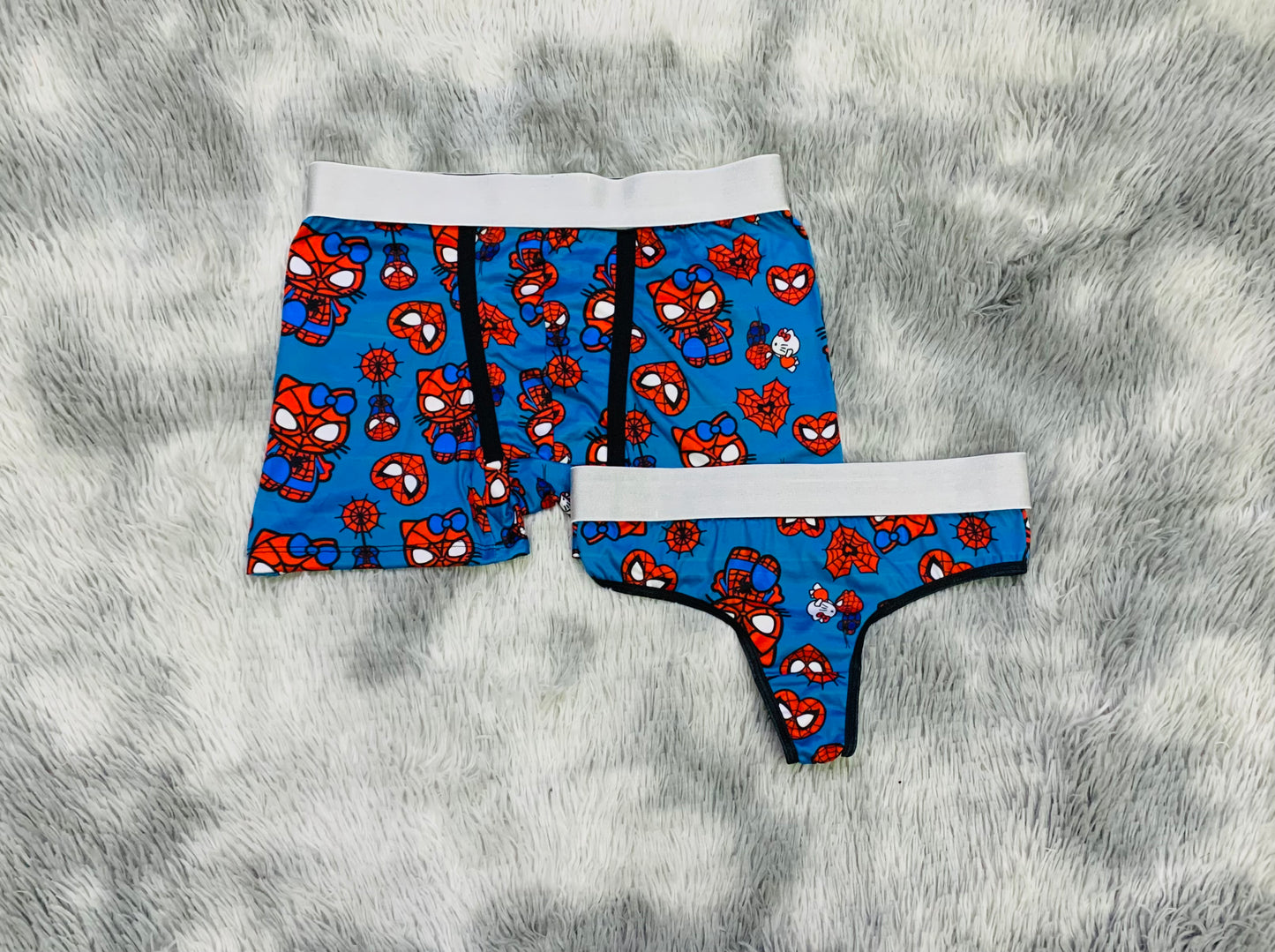 Spider kitty Blue Background matching underwear