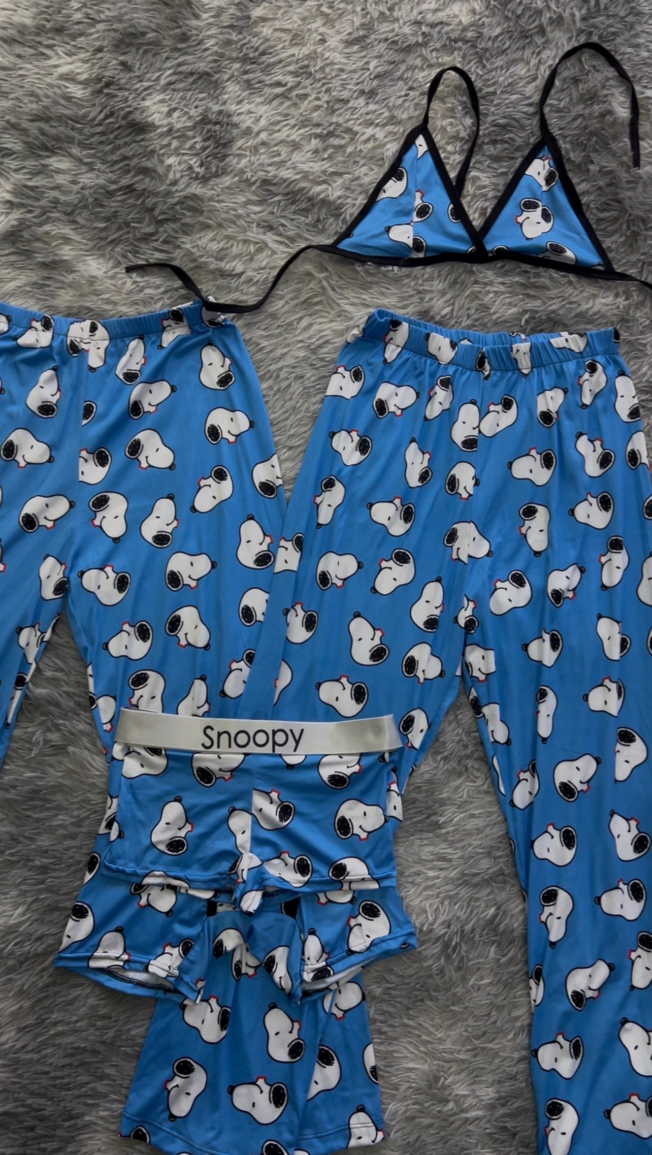 Snoopy blue Print 5 piece pajama set