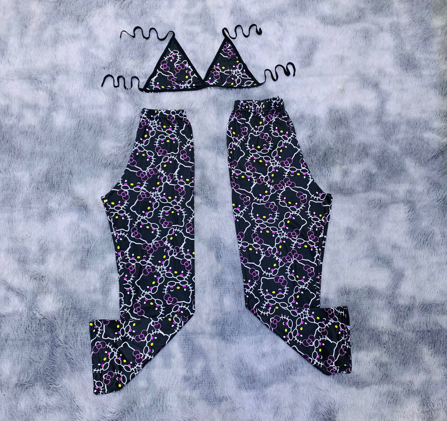 Kitty faces together Plush pajama duo