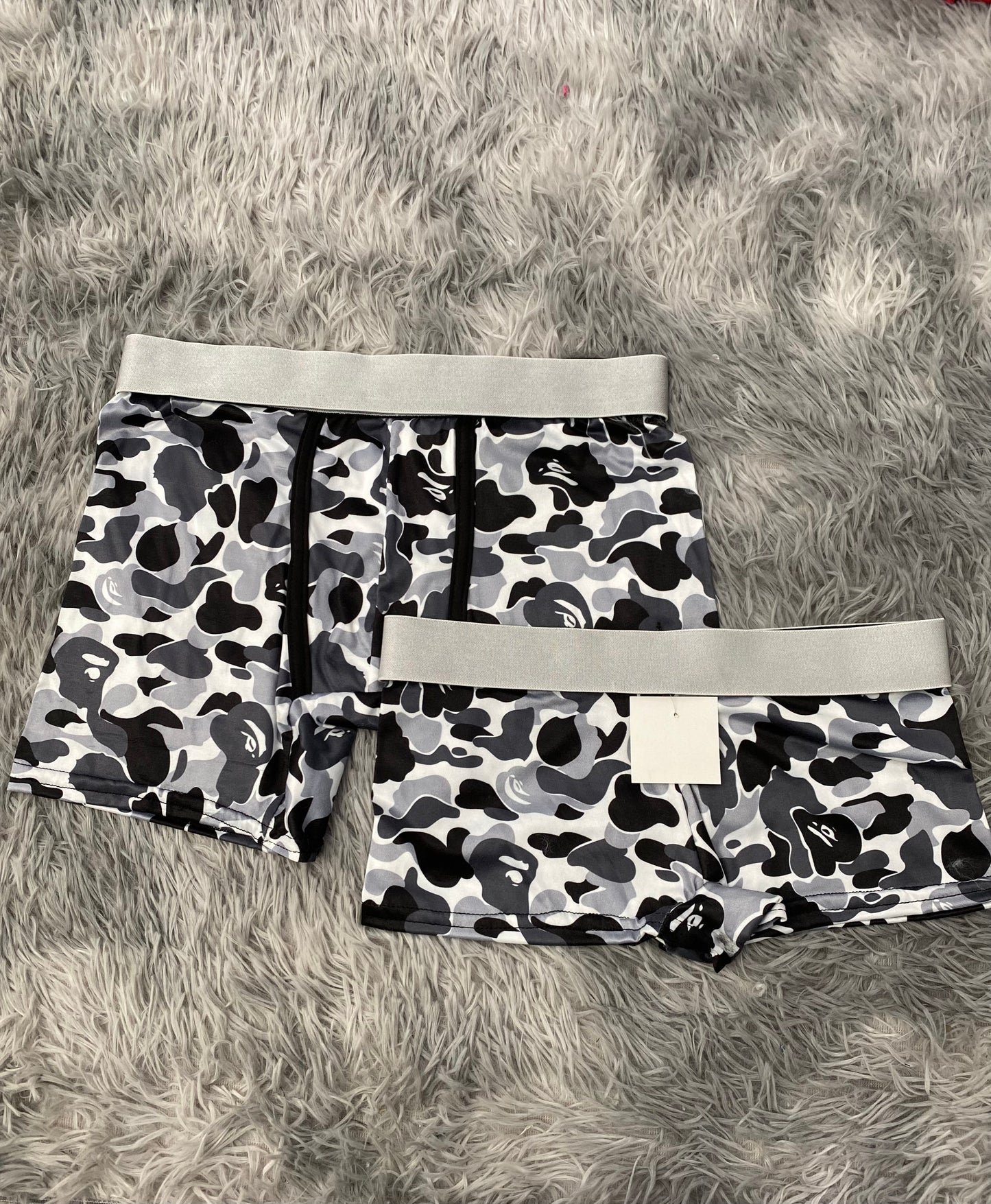 Bape Gray Matching Boxer & Boxer Set for Couples