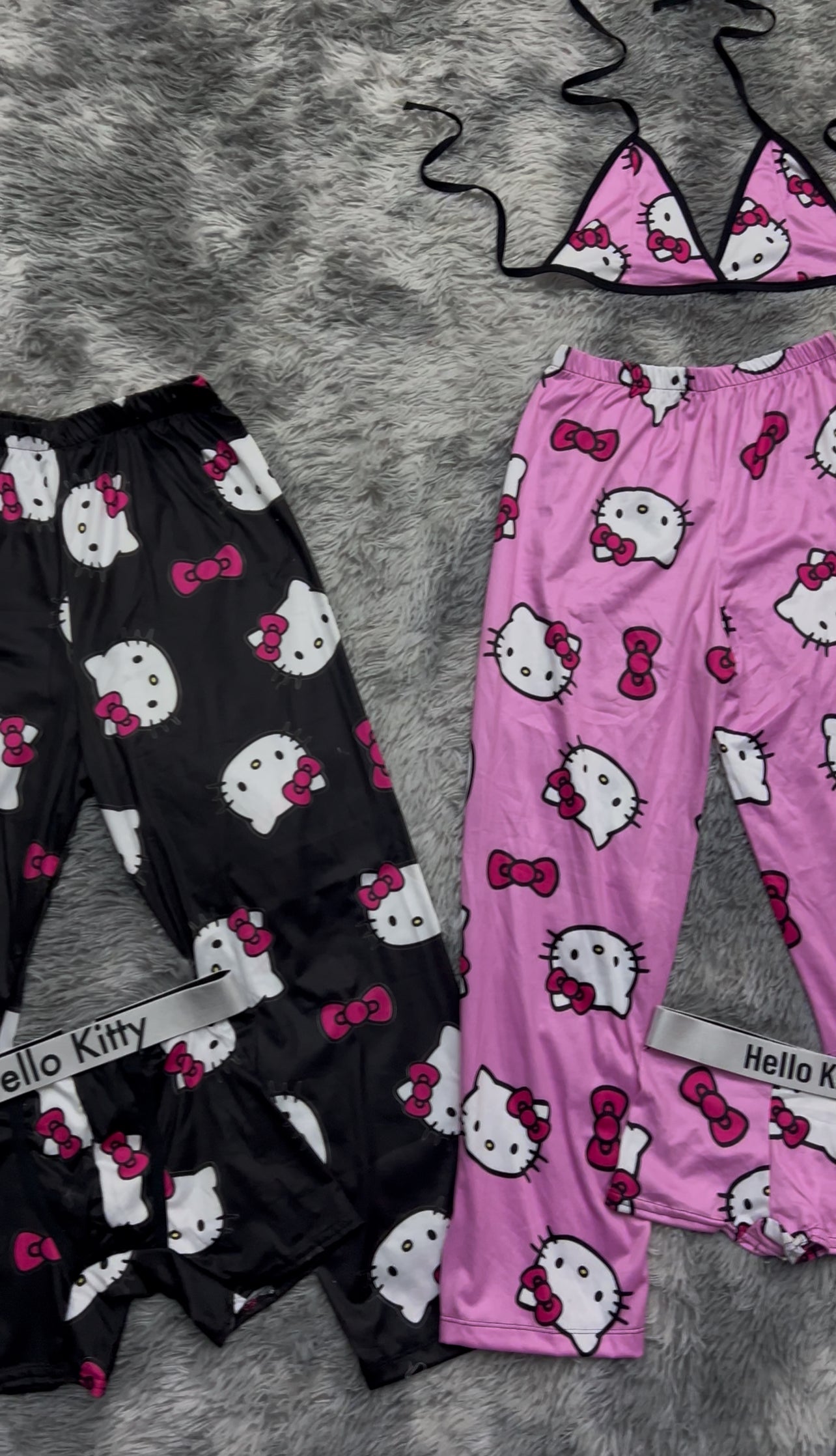 Hello Kitty pink/black 5 pcs pajama duo