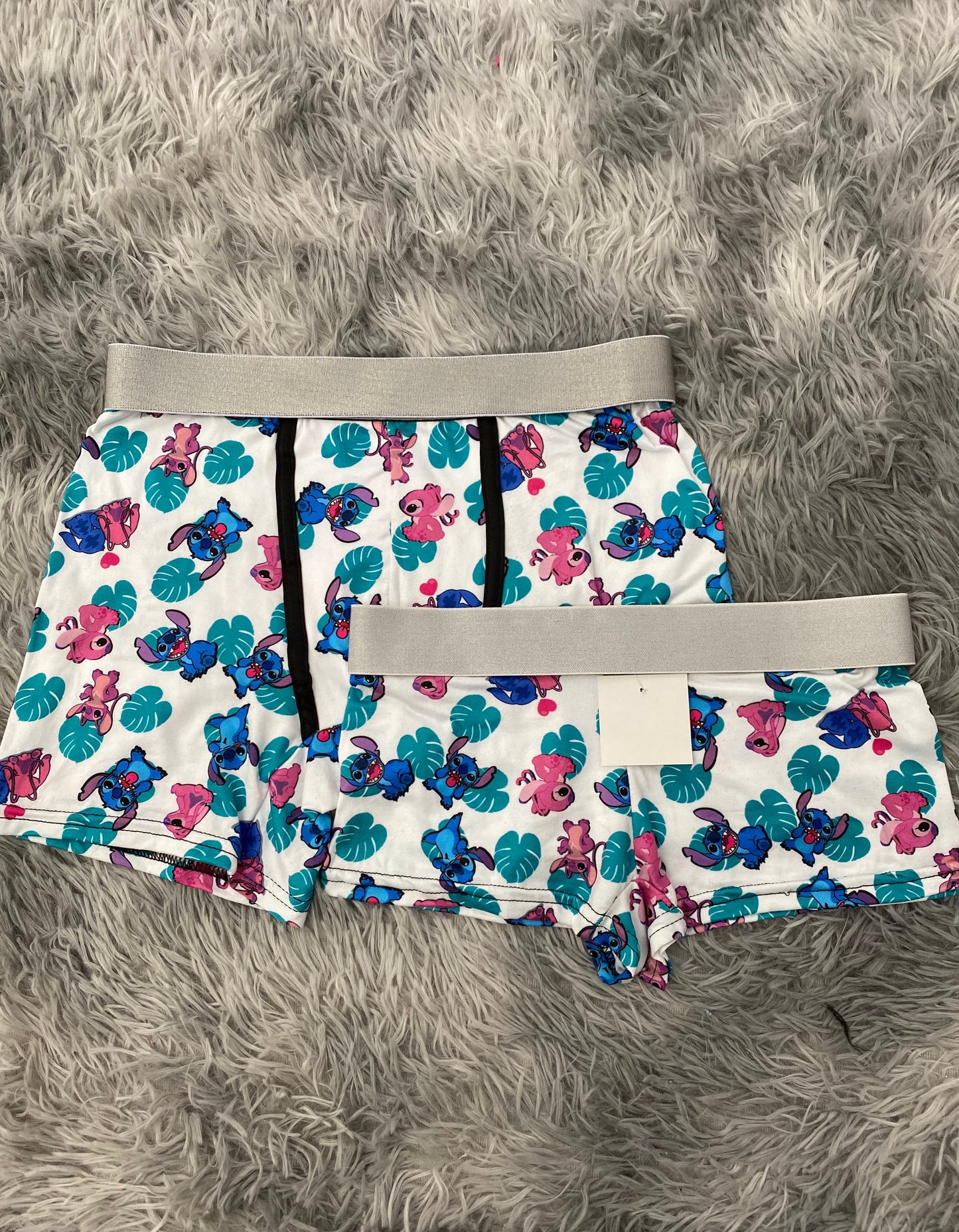 Stitch & Angel White Matching Boxer & Boxer Set for Couples