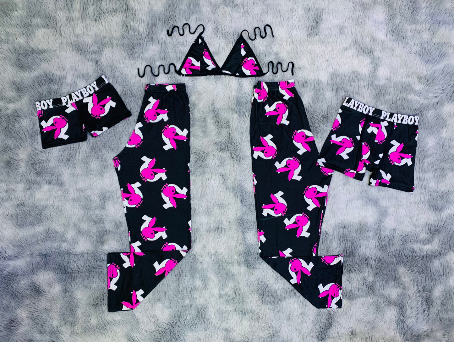 Pink playboy 5 piece pajama set Nightwear ๐