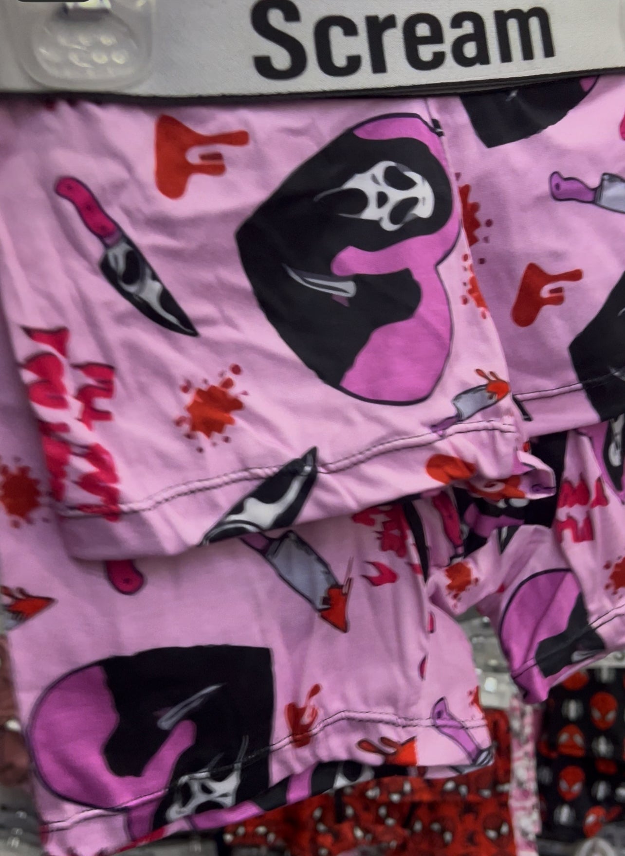 Ghostface pink Halloween matching couples boxer underwear