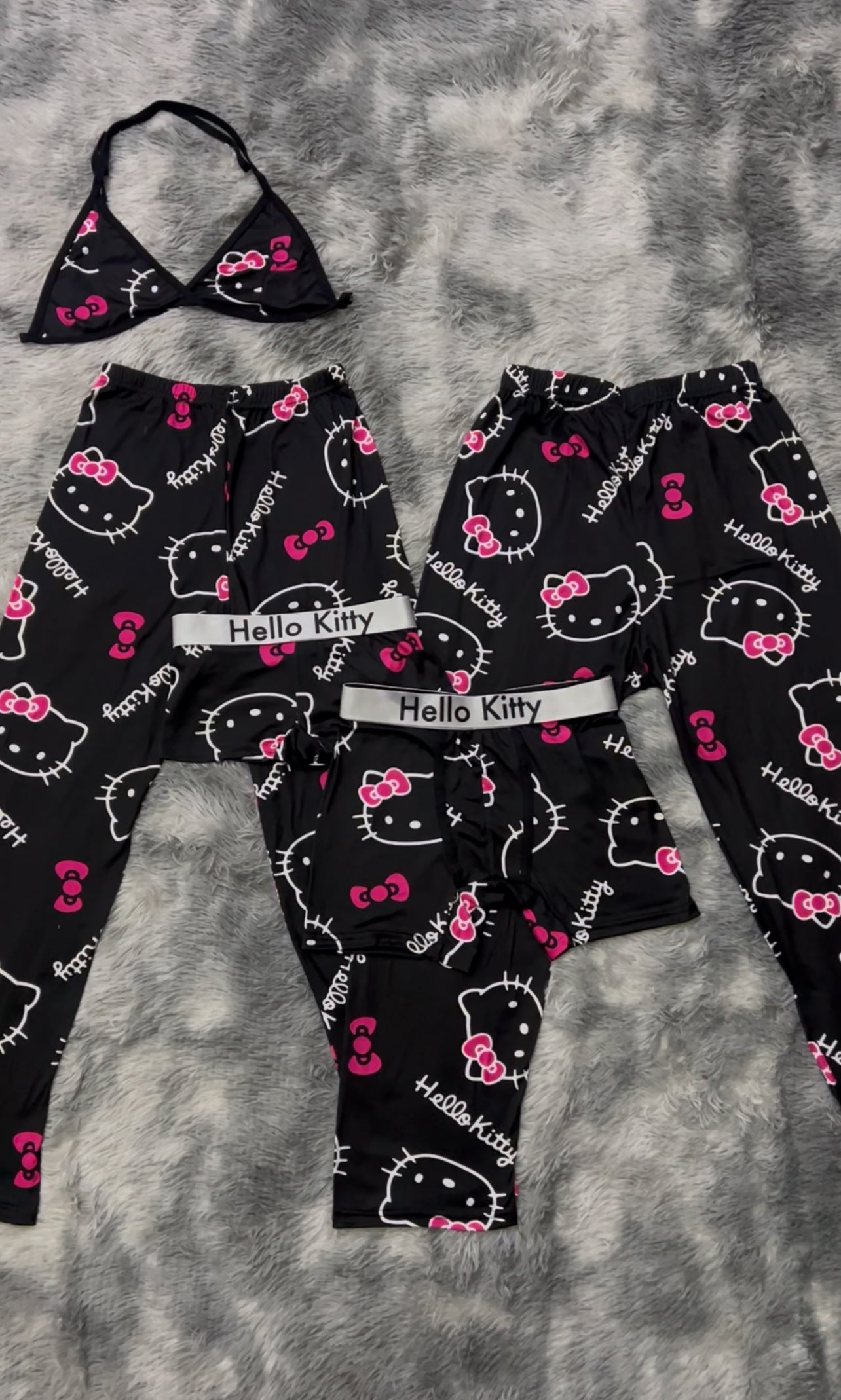 Hello kitty black pink 5 pcs pajama duo