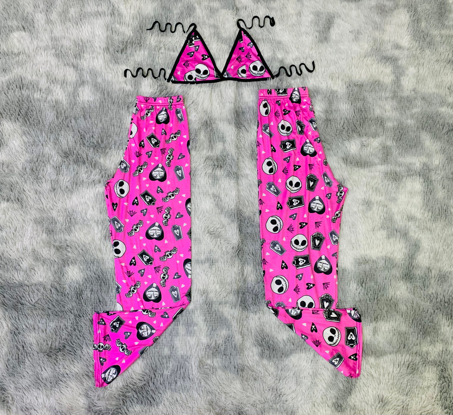 Jack and Salli pink background Halloween Plush pajama duo