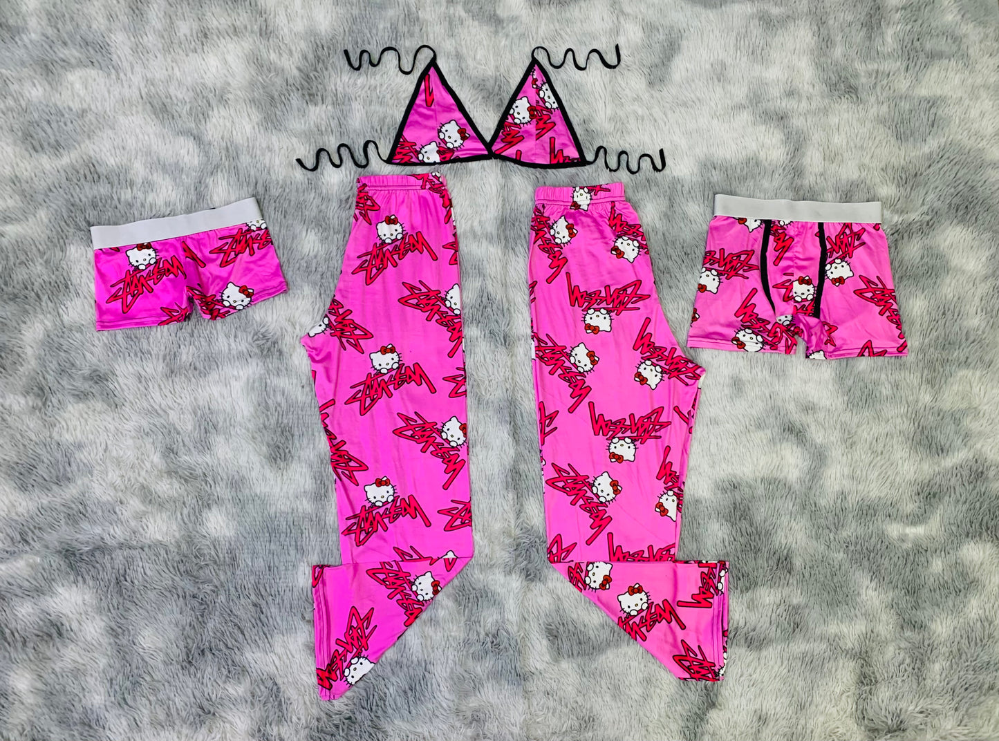 Hello kitty stussy pink 5 pcs pajama duo