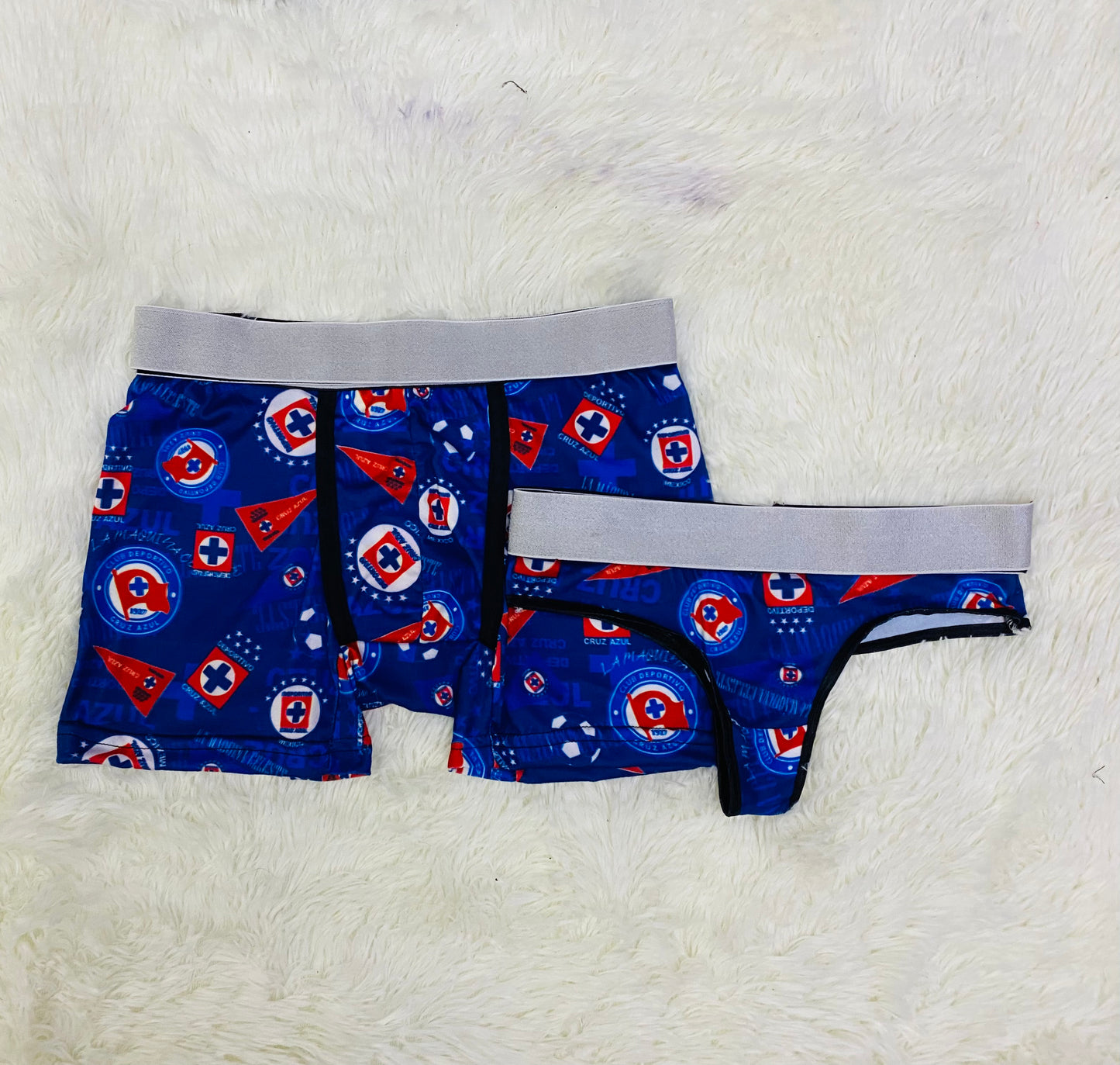 blue cross soccer team matching couples underwear - Fundies