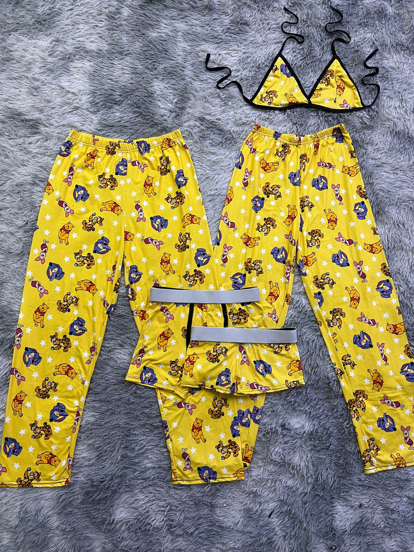 Winnie is Pooh Bear Yellow Print 5 piece pajama set π»β¨