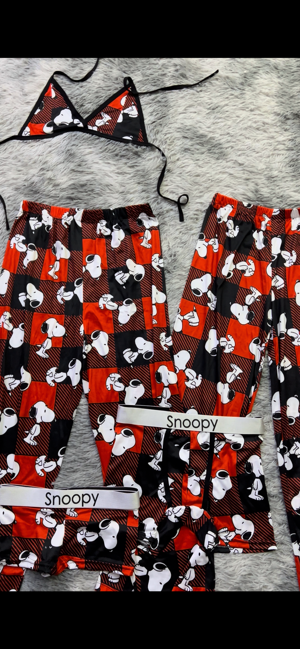 Snoopy Red Plaid 5 Piece PJ Set