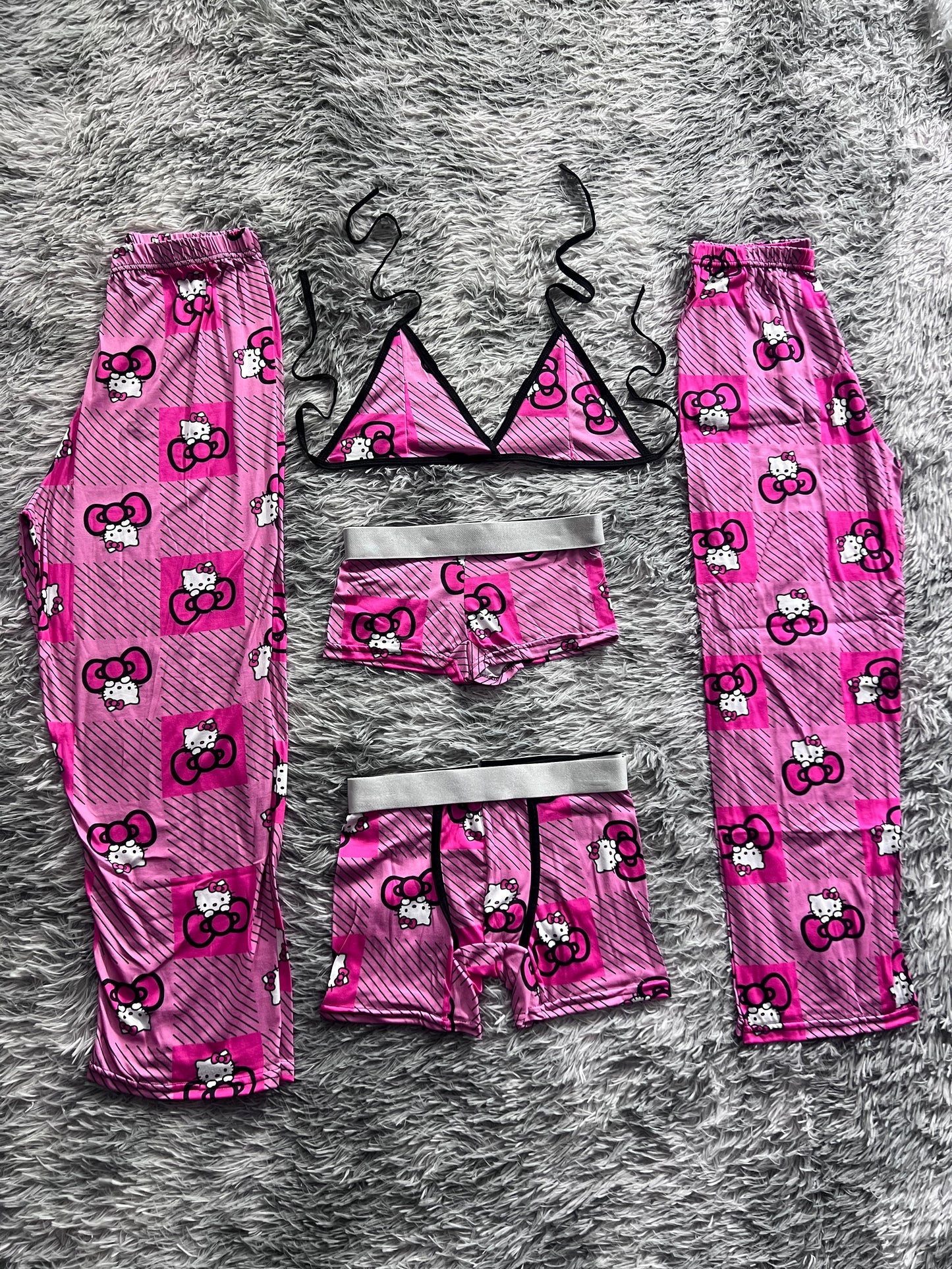 Hello Kitty Plaid Striped 5 Piece PJ - Fundies