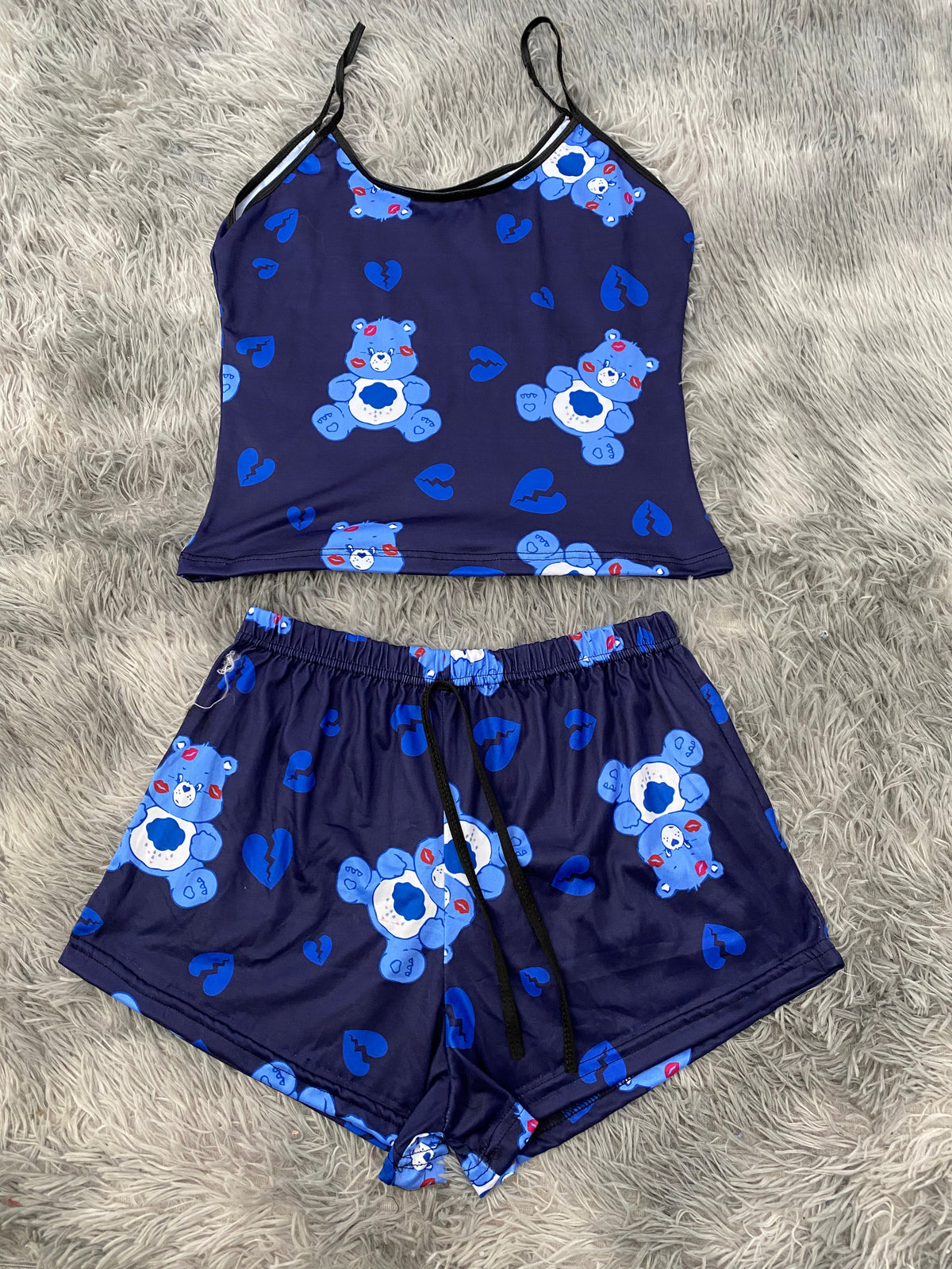 Little Bear Care Bear Blue Heart Roto Women's Pajama Set