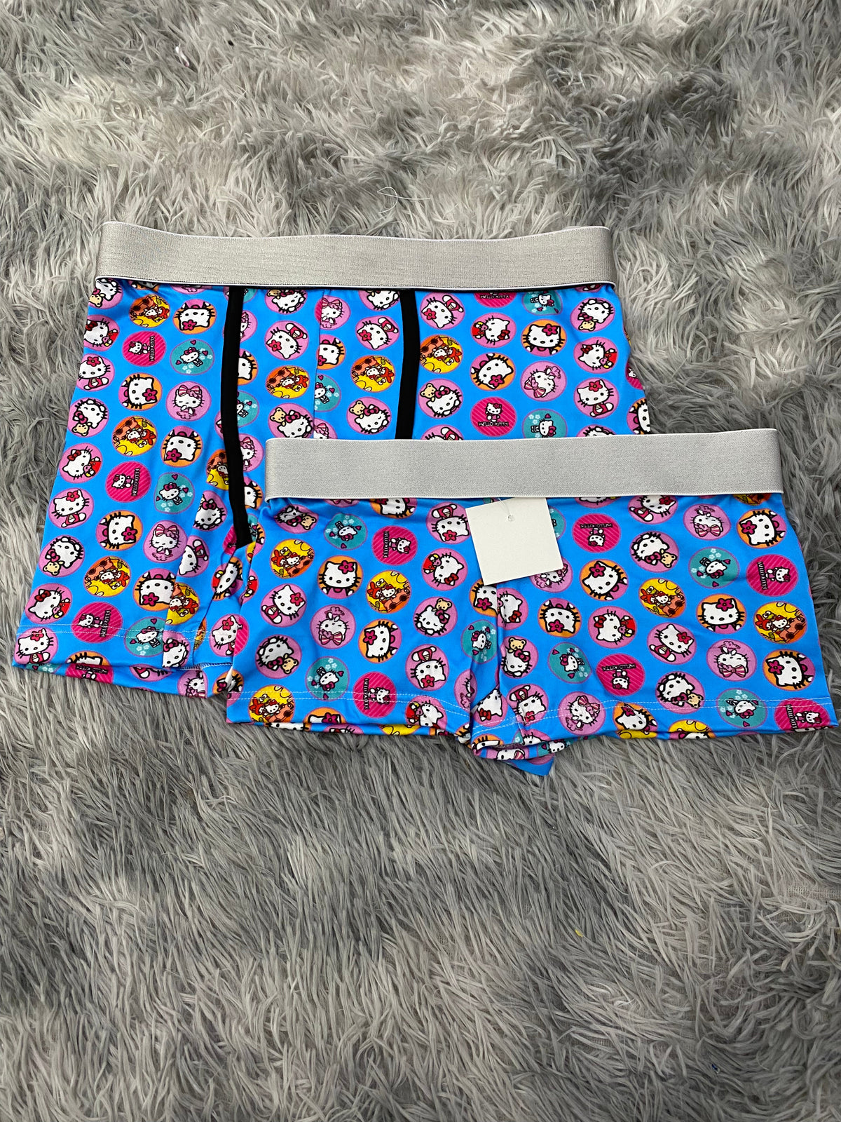 Kitty Circles Blue Background Matching Boxers