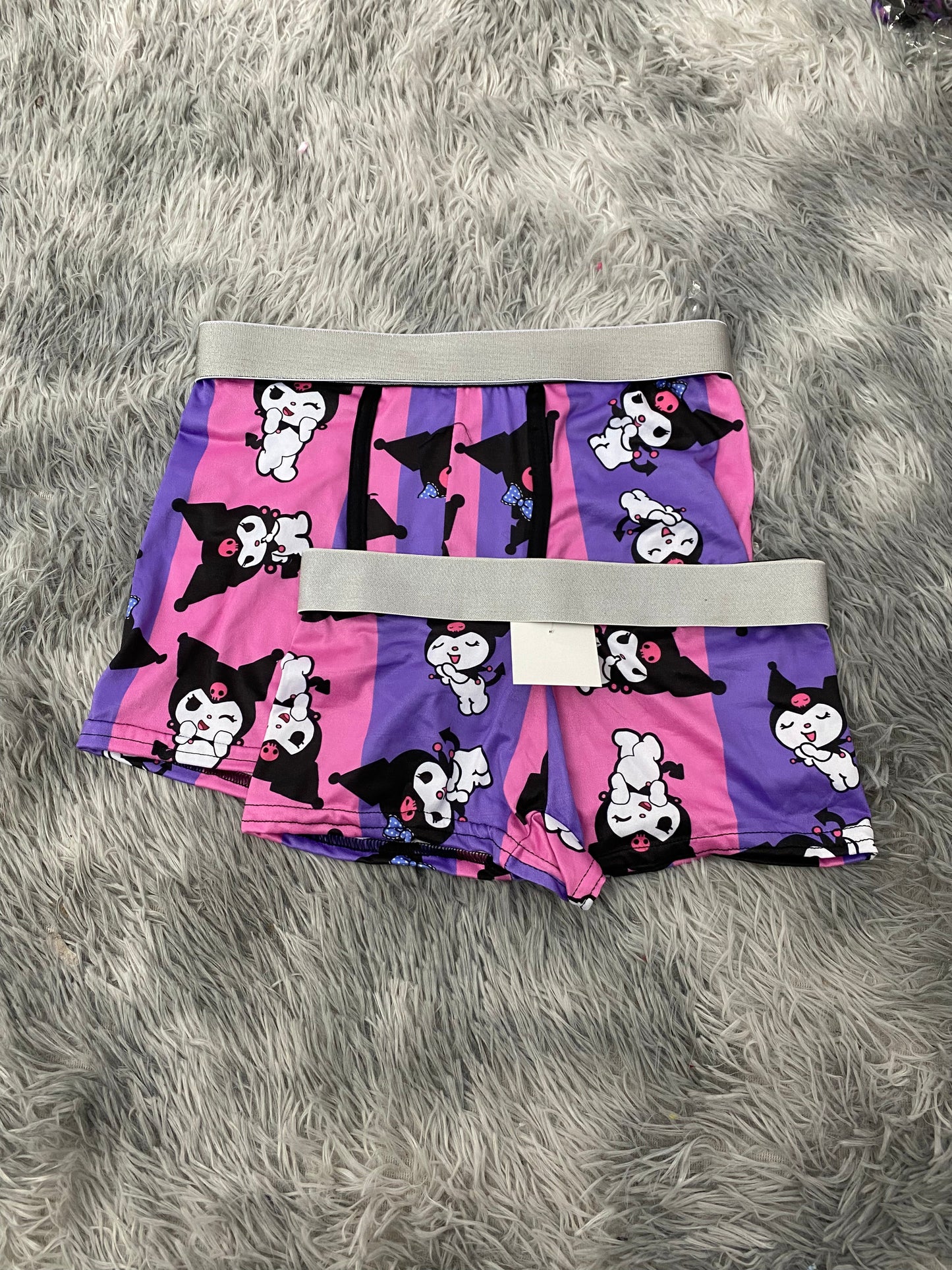 Kuromi Pink & Purple Stripes Matching Boxer & Boxer Set for Couples