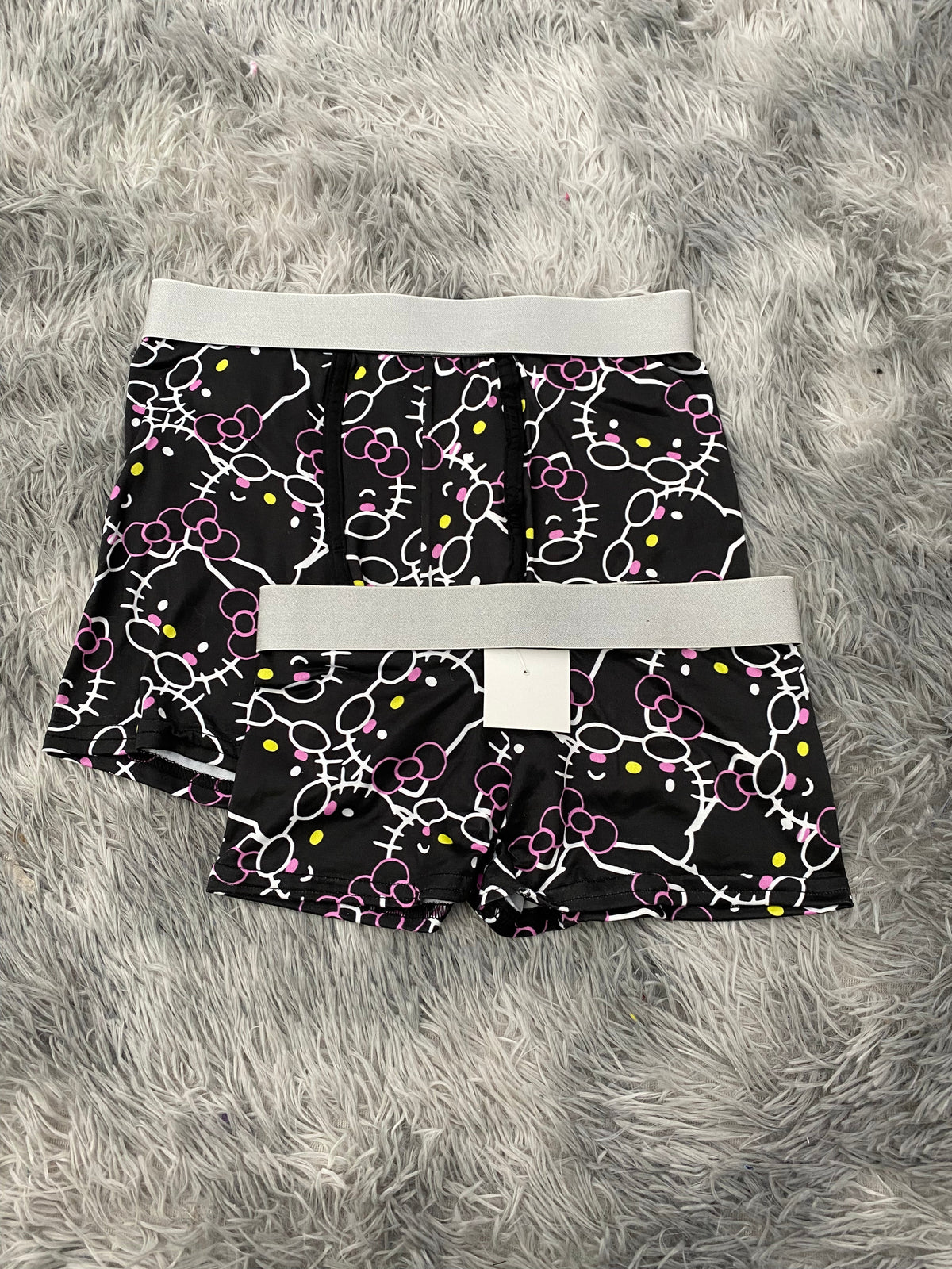 Kitty Outline White Black Background Matching Boxers