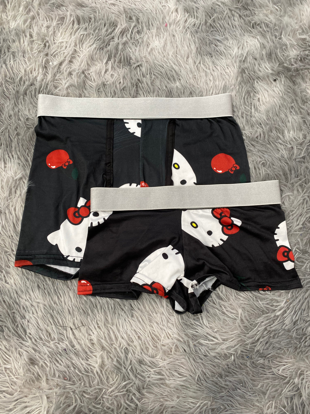 Hello Kitty Cherry Background Black Matching Boxers