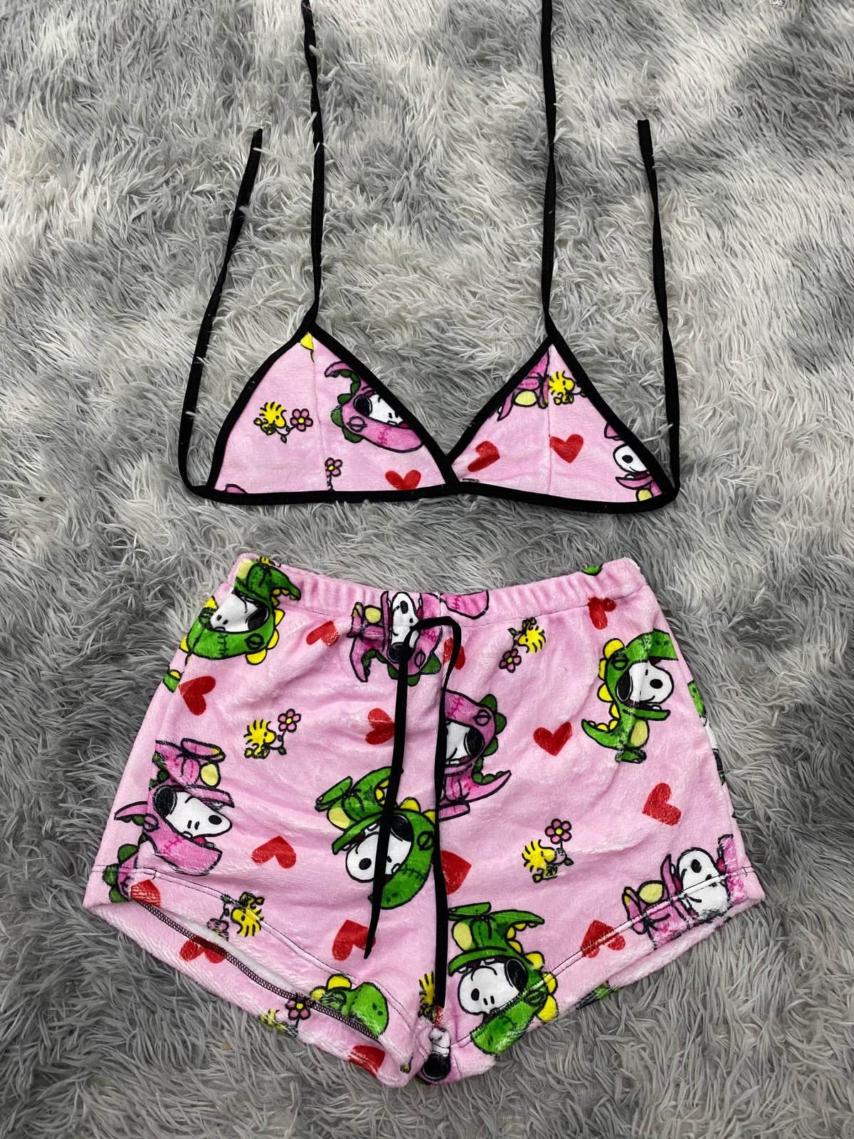 Snoopy Dinosaur Plush Top & Shorts Set