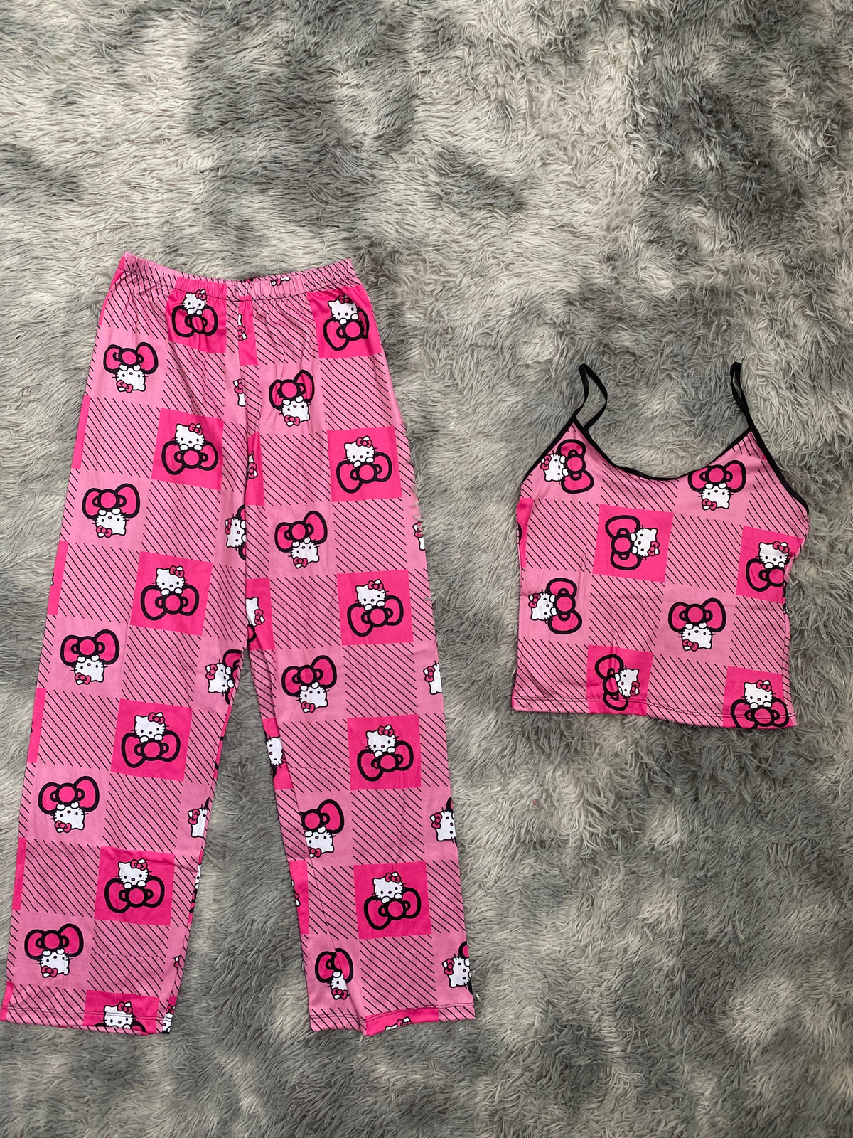 Hello Kitty Plaid Pink Women's Pajama Set